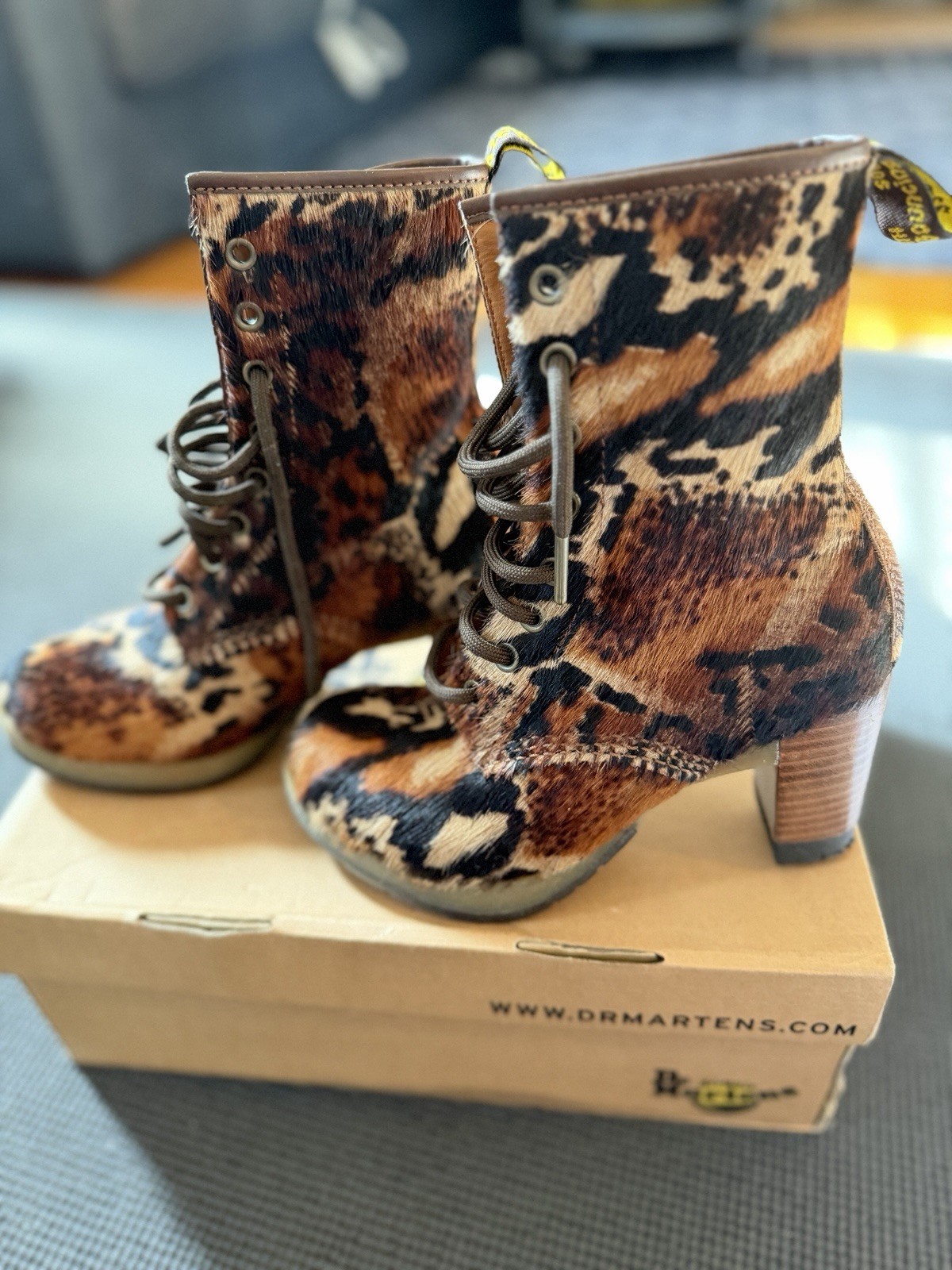Dr. Martens Women’s Brown Pony Hair Darcie 3.5″ Heel Boots Size US 5 W
