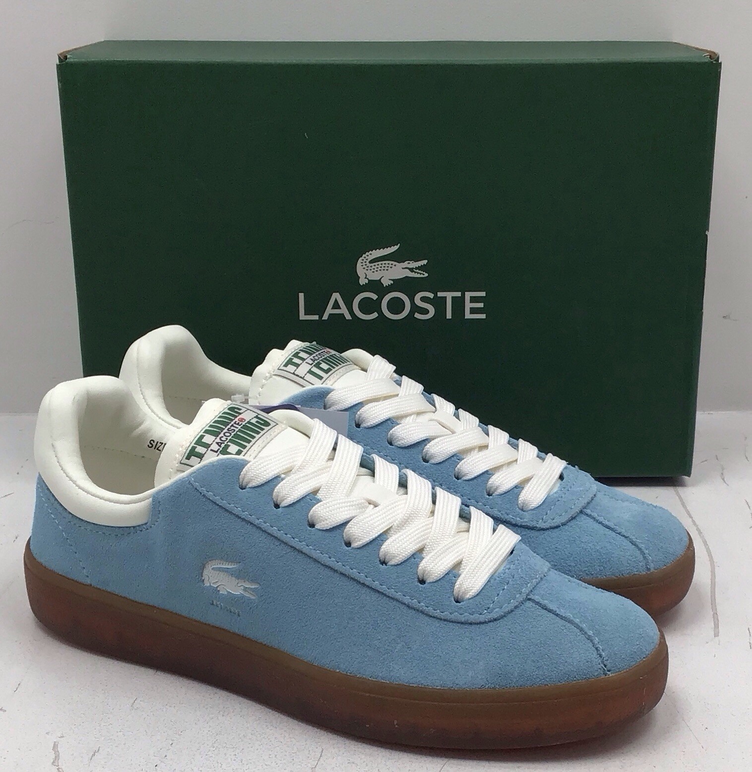 Lacoste Women’s Baseshot Leather Sneakers In Light Blue US Size 5