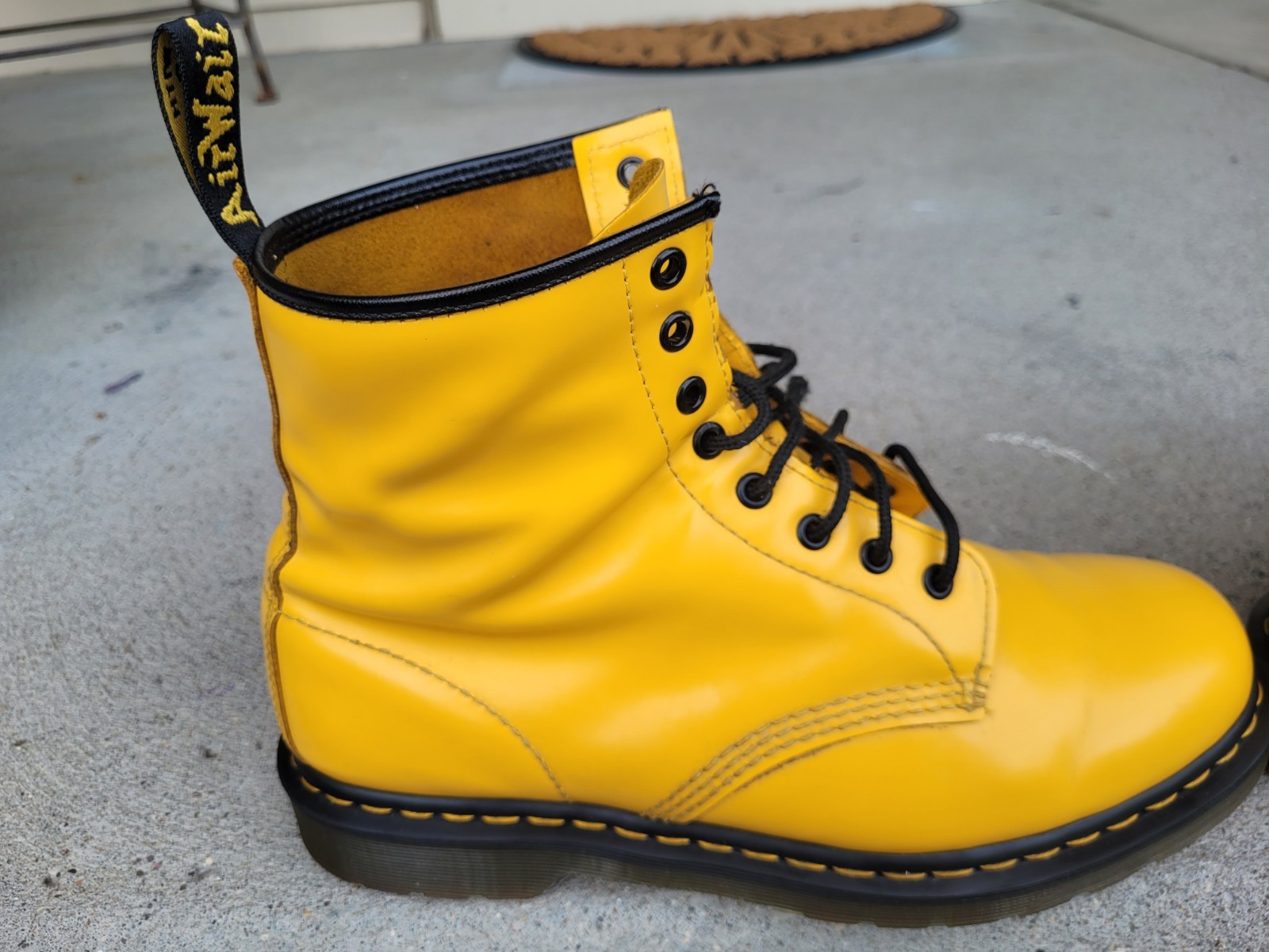 Yellow Dr. Martens 1460 Boots. U.S. Men’s 11. Women’s 12. U.K. 10. Docs.