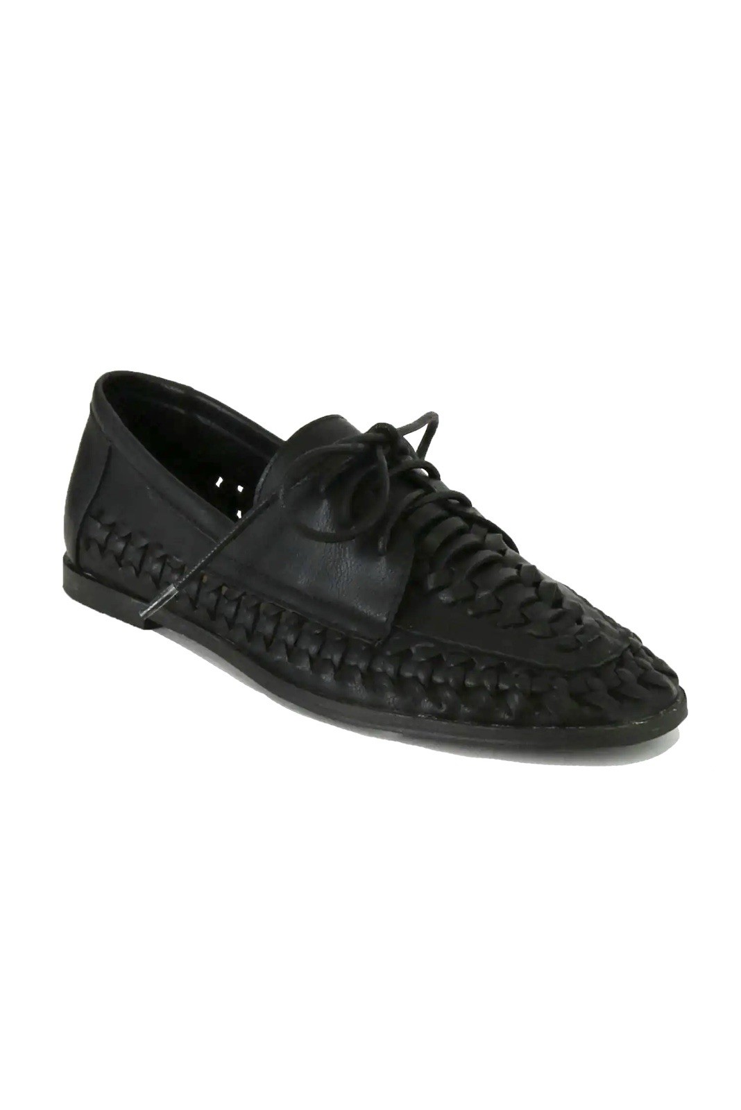 NEW Beast Fashion Jada Womens Size 9 Black Woven Oxford Flats Vegan Leather