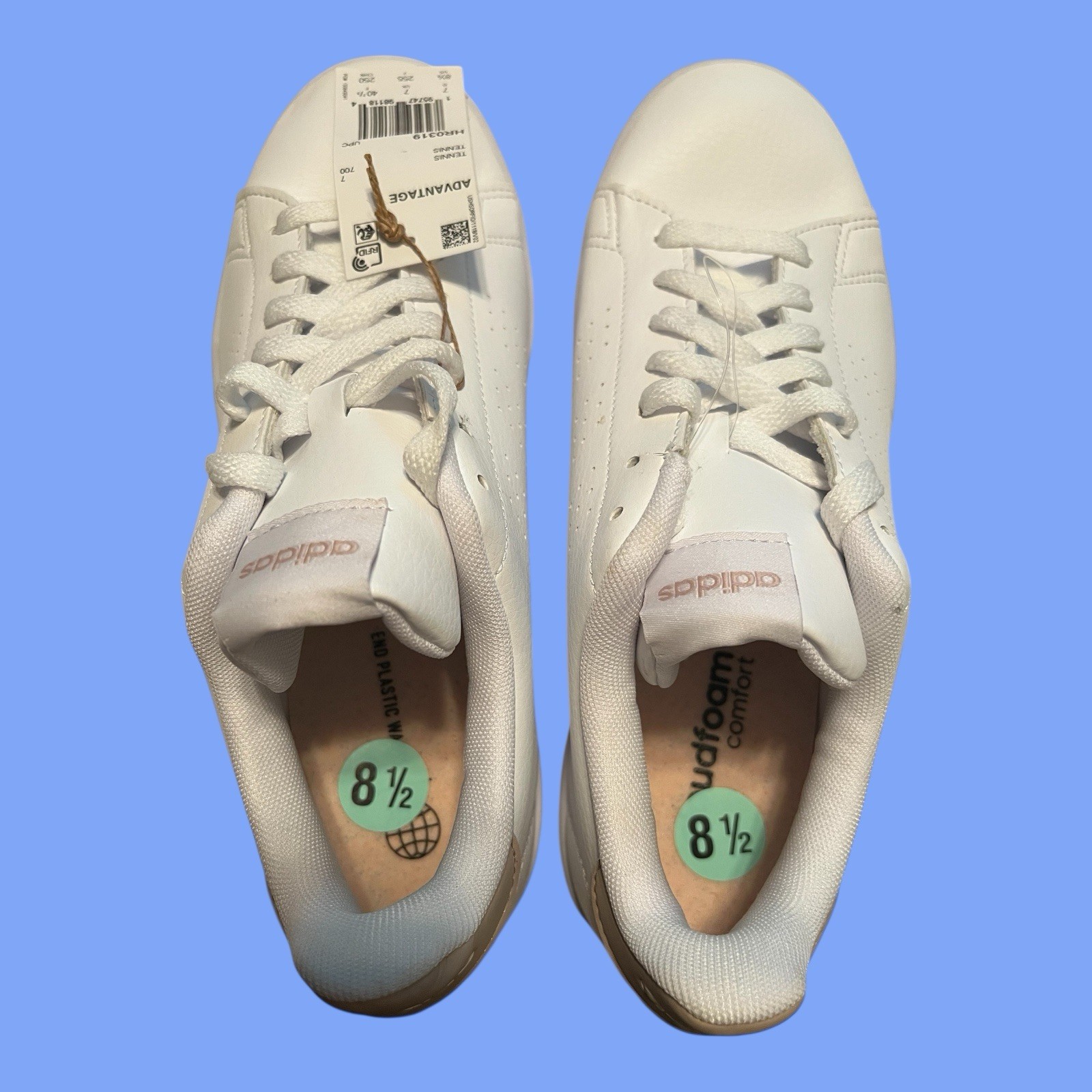 adidas Advantage White Tennis Shoes Size 8.5 – New w/ Tags – Minor Eyelet Flaw