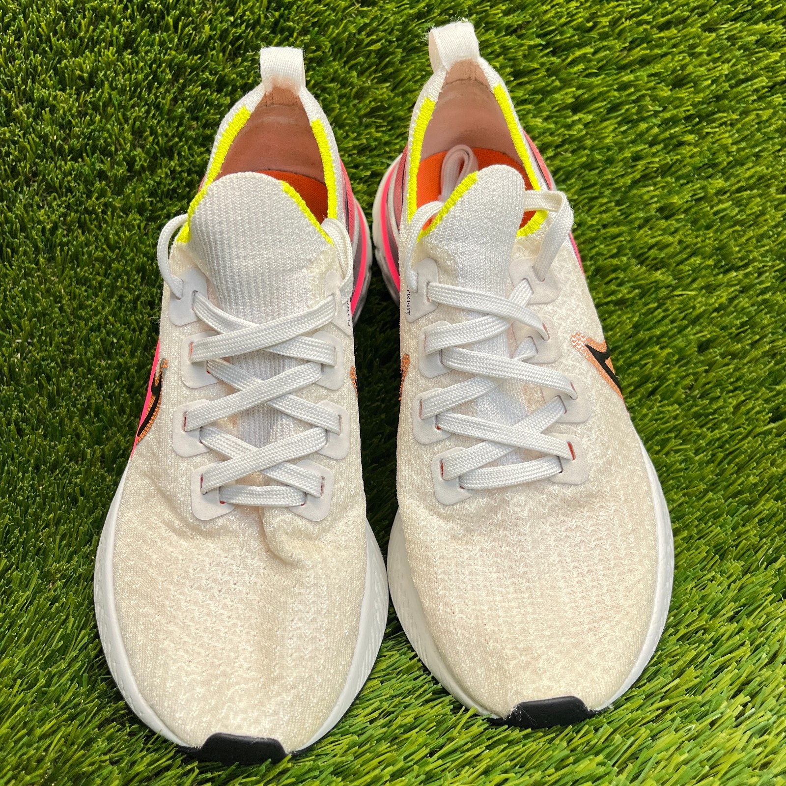 Nike React Infinity Flyknit 3 Womens Size 7.5 White Pink Running Shoes Sneakers