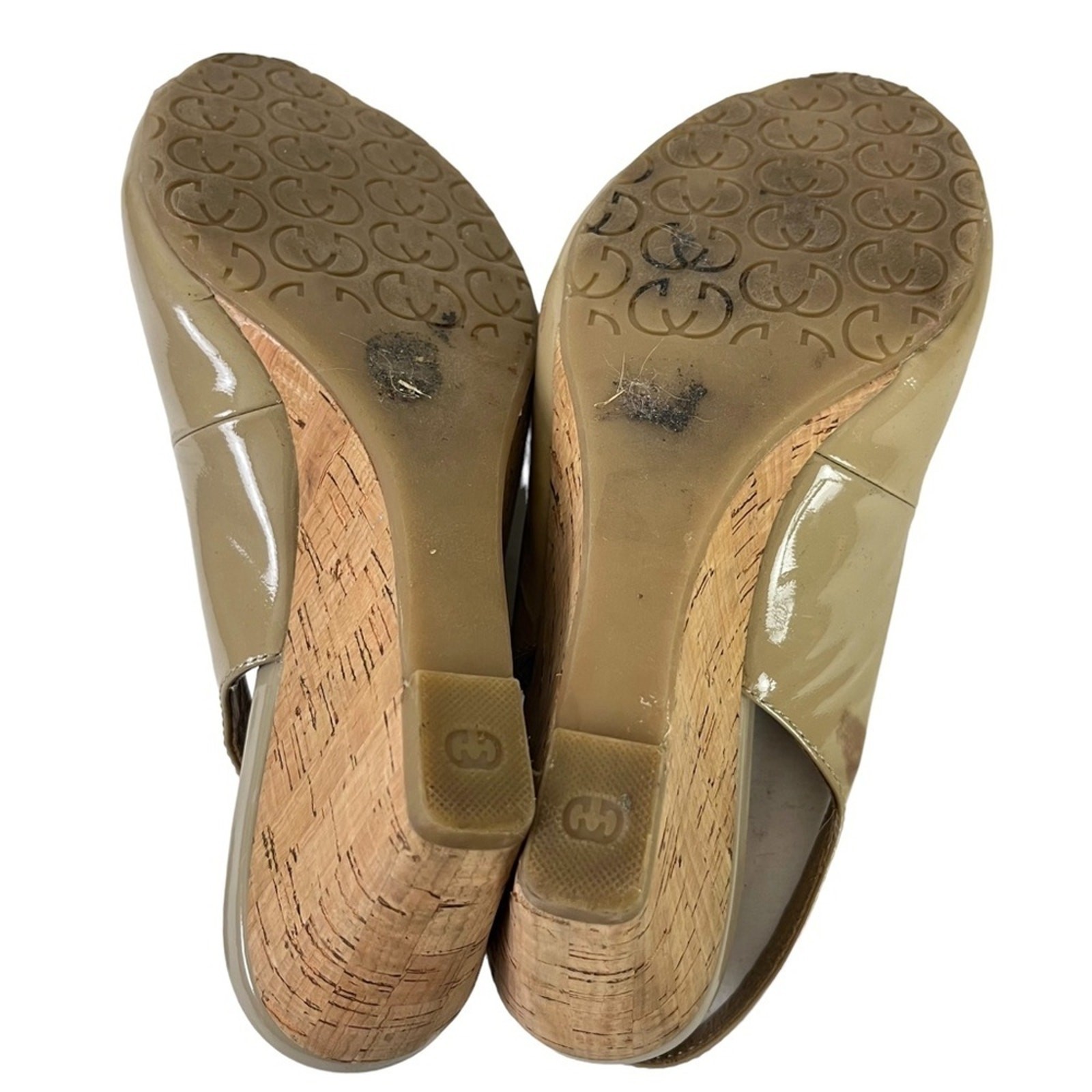 GERRY WEBER Genuine Leather Open Peep Toe Slingback Cork Wedge Shoes Sandals 38