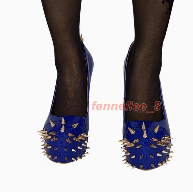 16CM Spike Riveted High Stiletto Heel Sexy Womens Platform Slip on Pumps Party