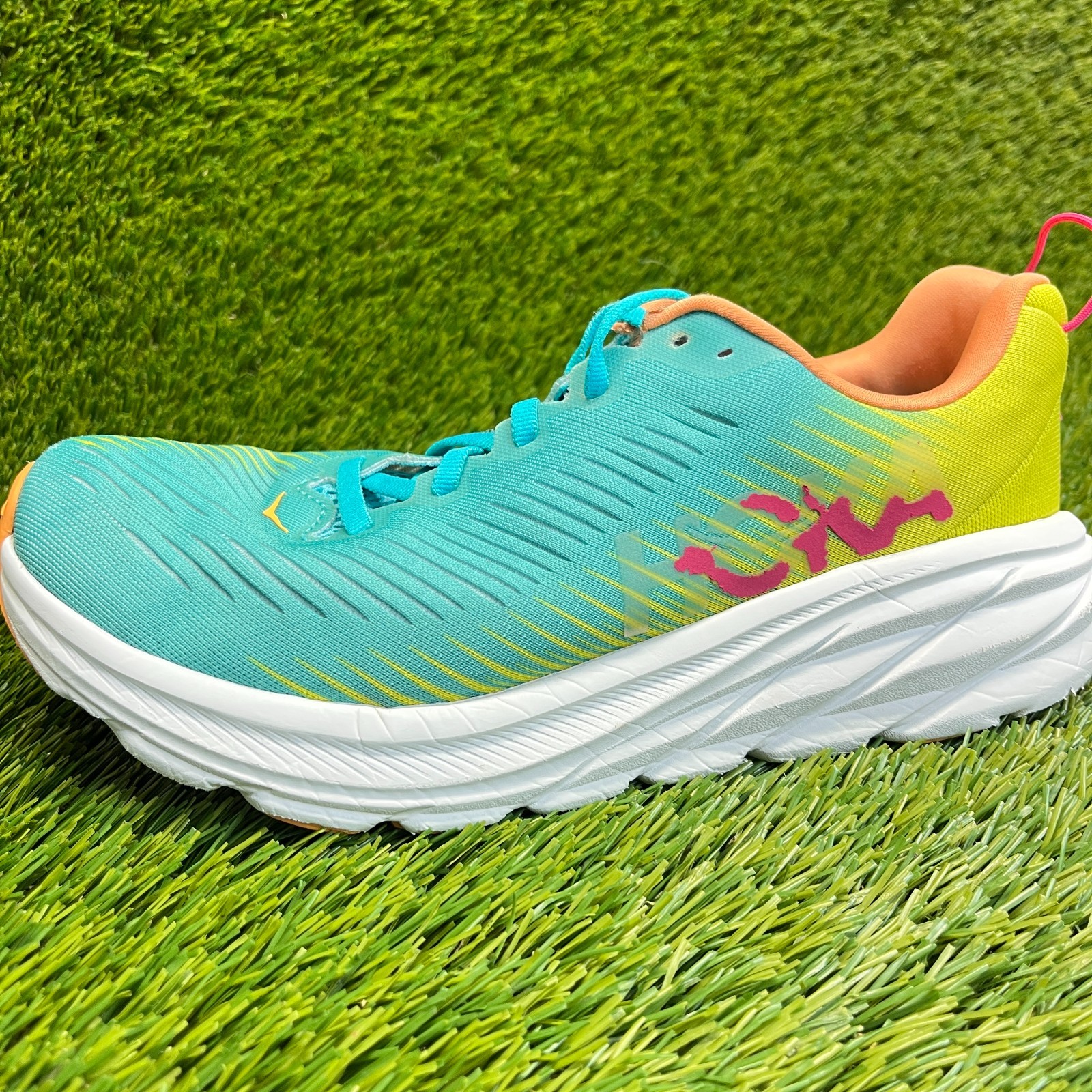 Hoka One One Rincon 3 Womens Size 7 Blue Yellow Athletic Running Shoes Sneakers
