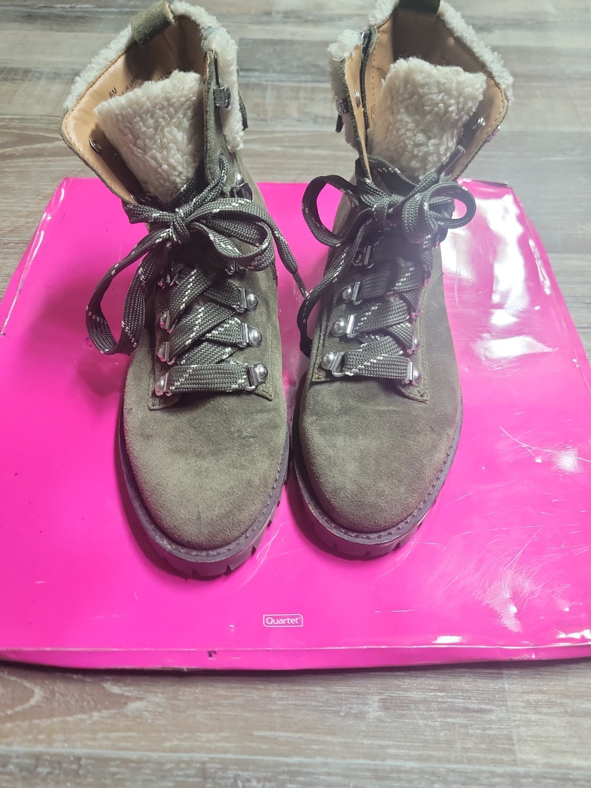 W..6.. M ..Rebecca Minkoff Jaylin Olive Green Suede Lace-Up Combat Hiking Boots