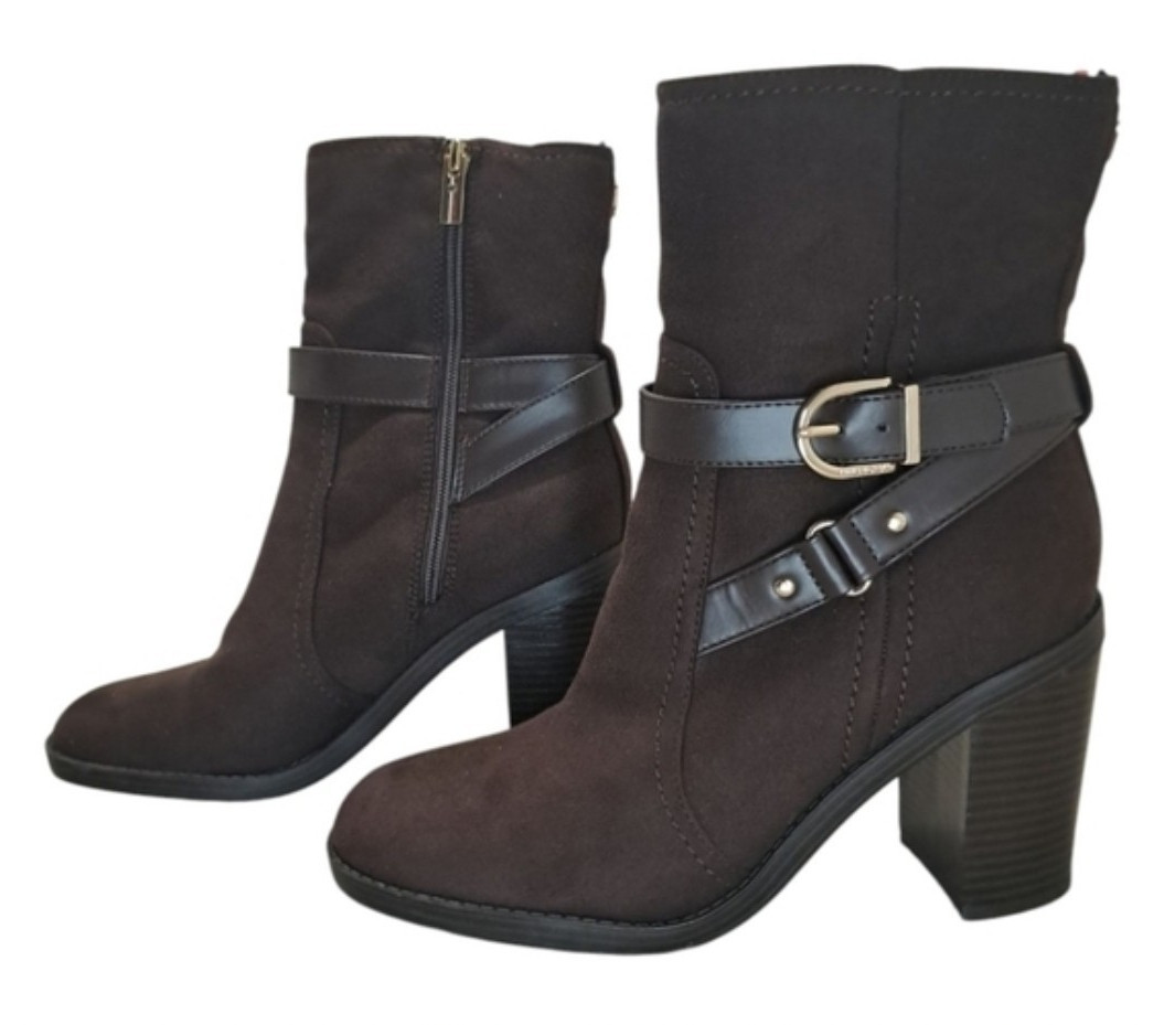 Tommy Hilfiger Owen 2 Brown Synthetic Ankle Boots Zip Buckle US 10 M