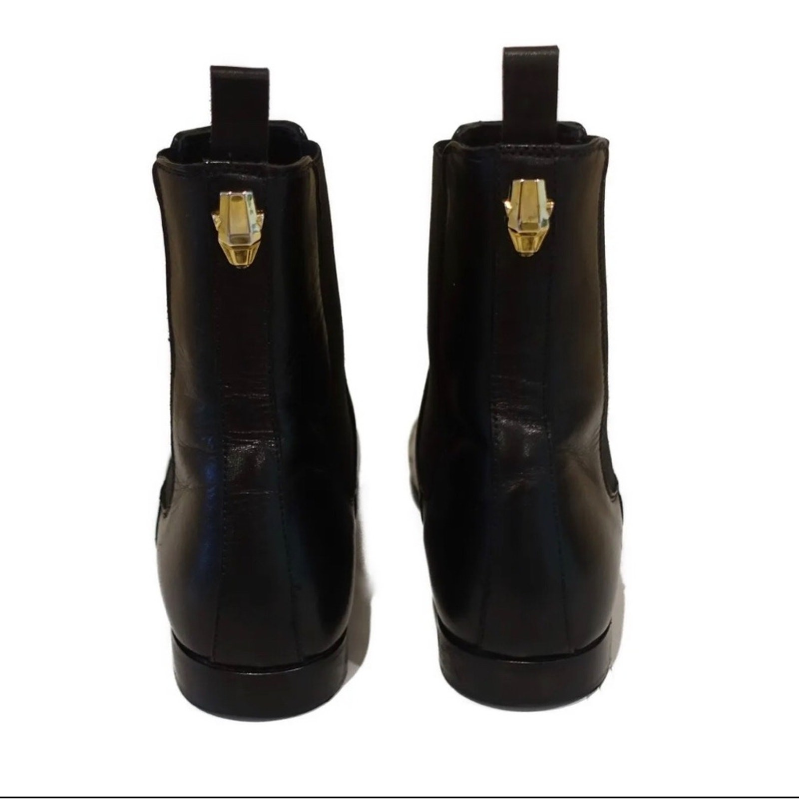 Just Cavalli 100% Calfskin Leather Black Flat Ankle Boots Women’s Sz 8 US 39 EUR