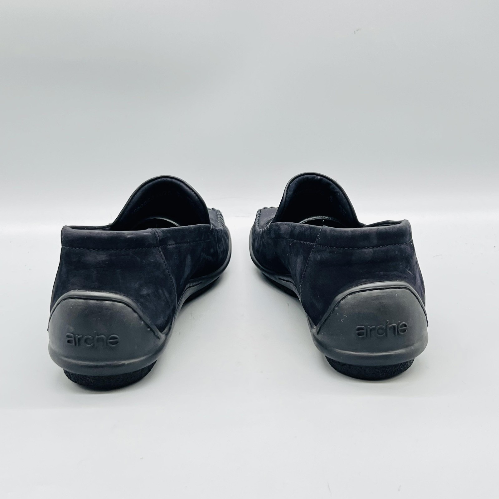 Arche Shoes Womens 10 Black Nubuck Moccasin Loafer Flats Slip On Casual Comfort