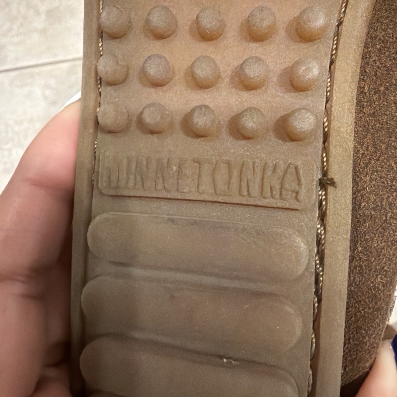 MINNETONKA Moccasins 7.5 Double Fringe Side Zip Studded Detail Rubber Sole Boots