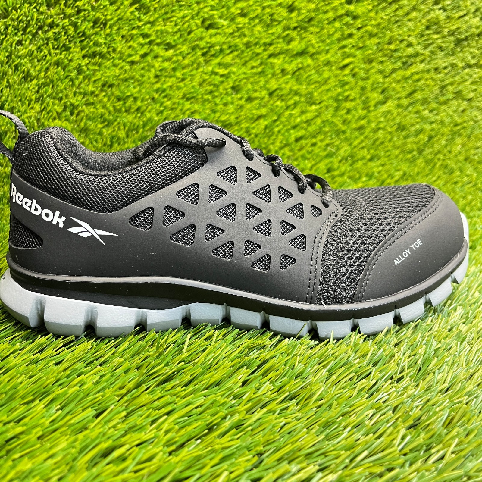 Reebok Sublite Cushion Womens Size 7 Black White Alloy Toe Safety Work Shoes