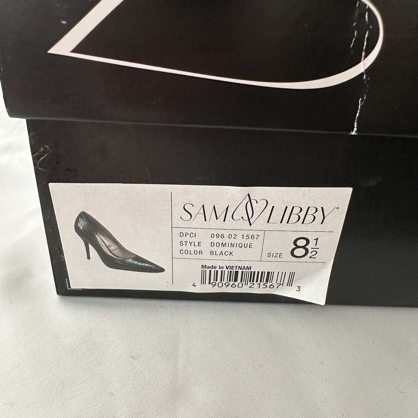Sam & Libby Dominique Pointy Toe Stiletto Size 8.5 Black Faux Snakeskin 4″ Heel