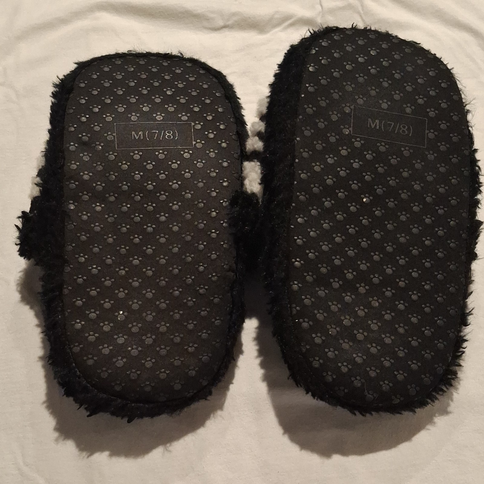Women’s Plush Zebra Animal Print Slip-On Slippers Faux Fur Sz 7/8 Black/White