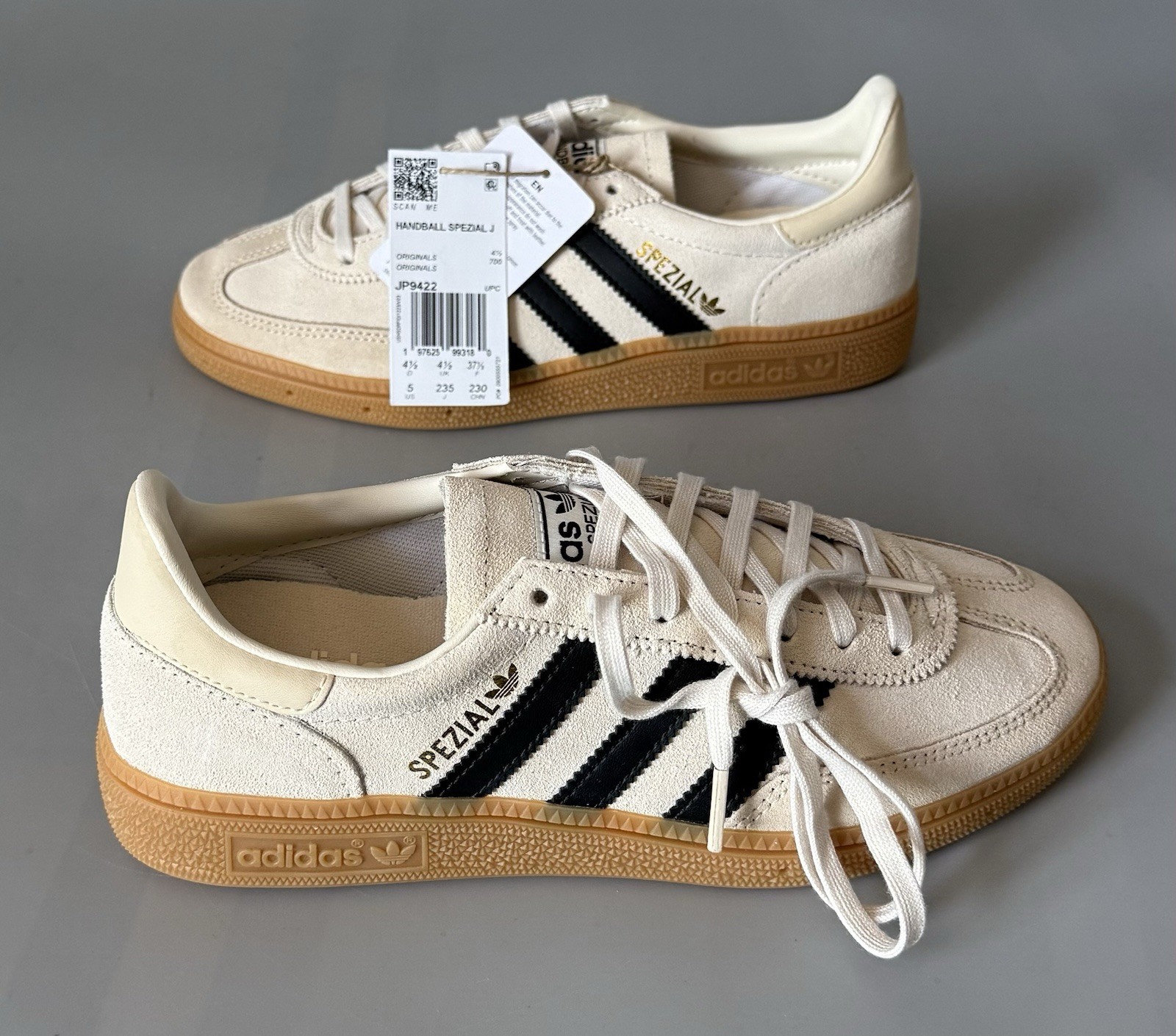 Adidas Handball Spezial J Sneakers Beige/White/Black/Gum — New w/ Box — Women 5