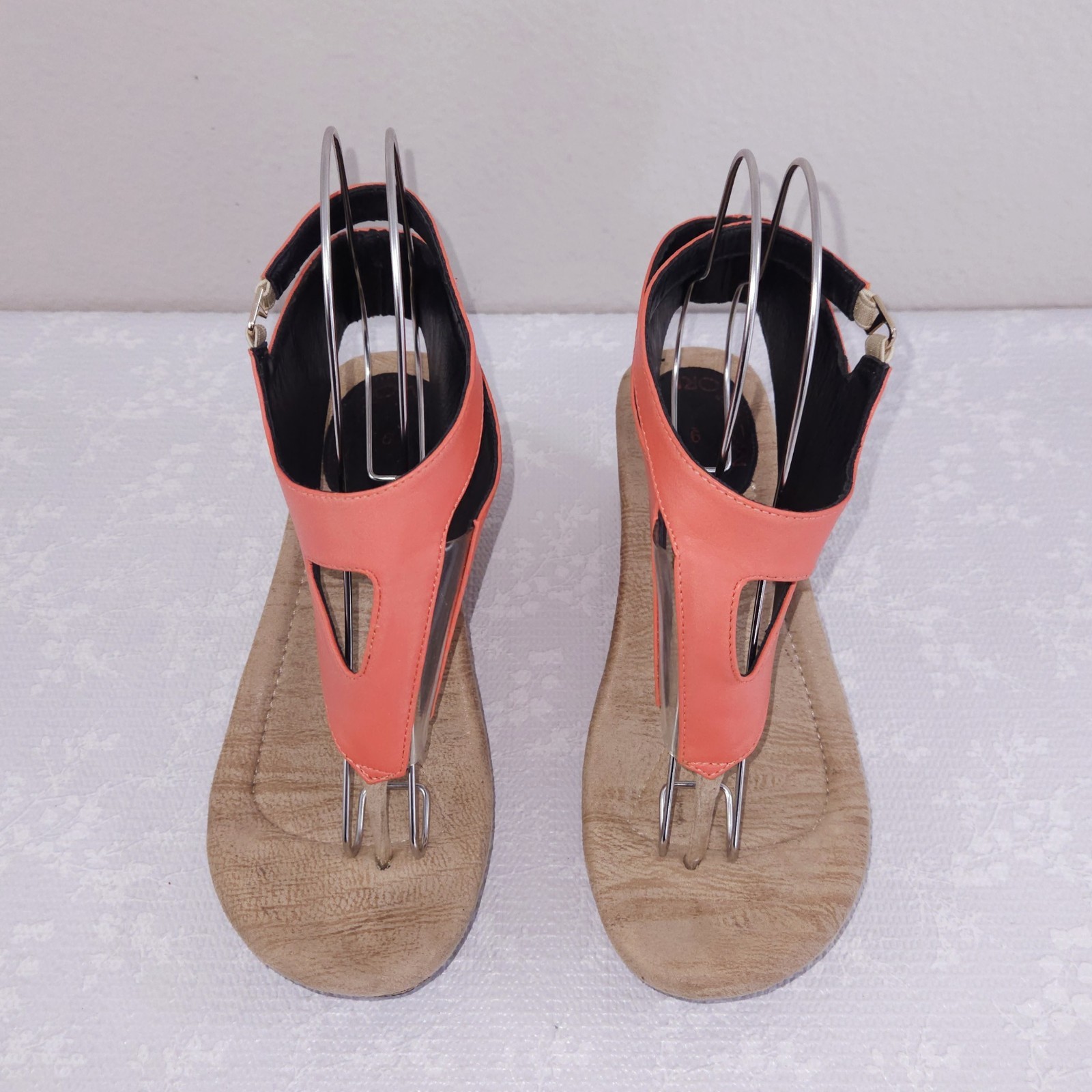 MODZORI Reversible Wedge Platform Sandals Women’s 9 Black Coral Pink Amaya Thong