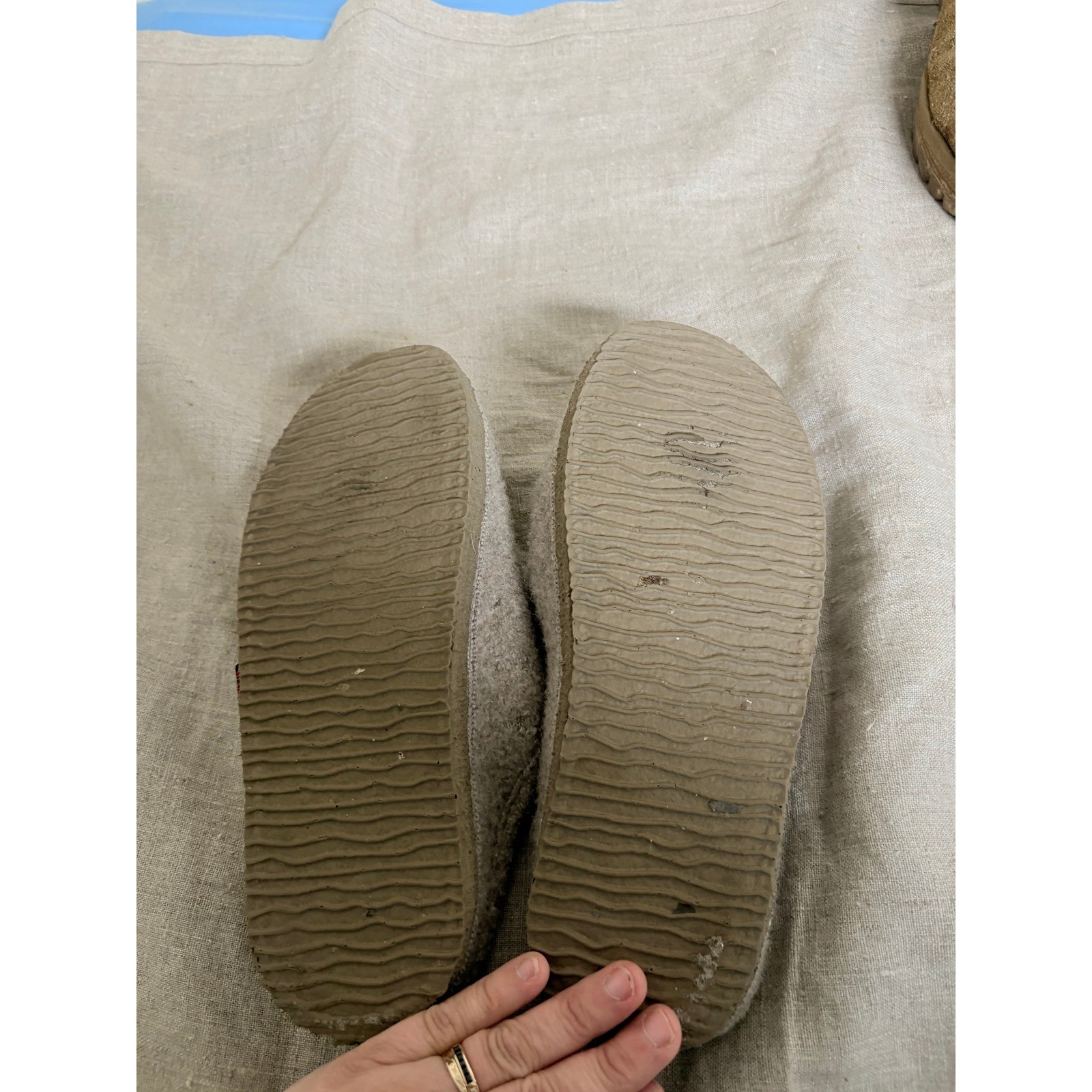 Giesswein Austria Wool Felt Slippers Blue Bird Flower Grey Clogs Mules Womens