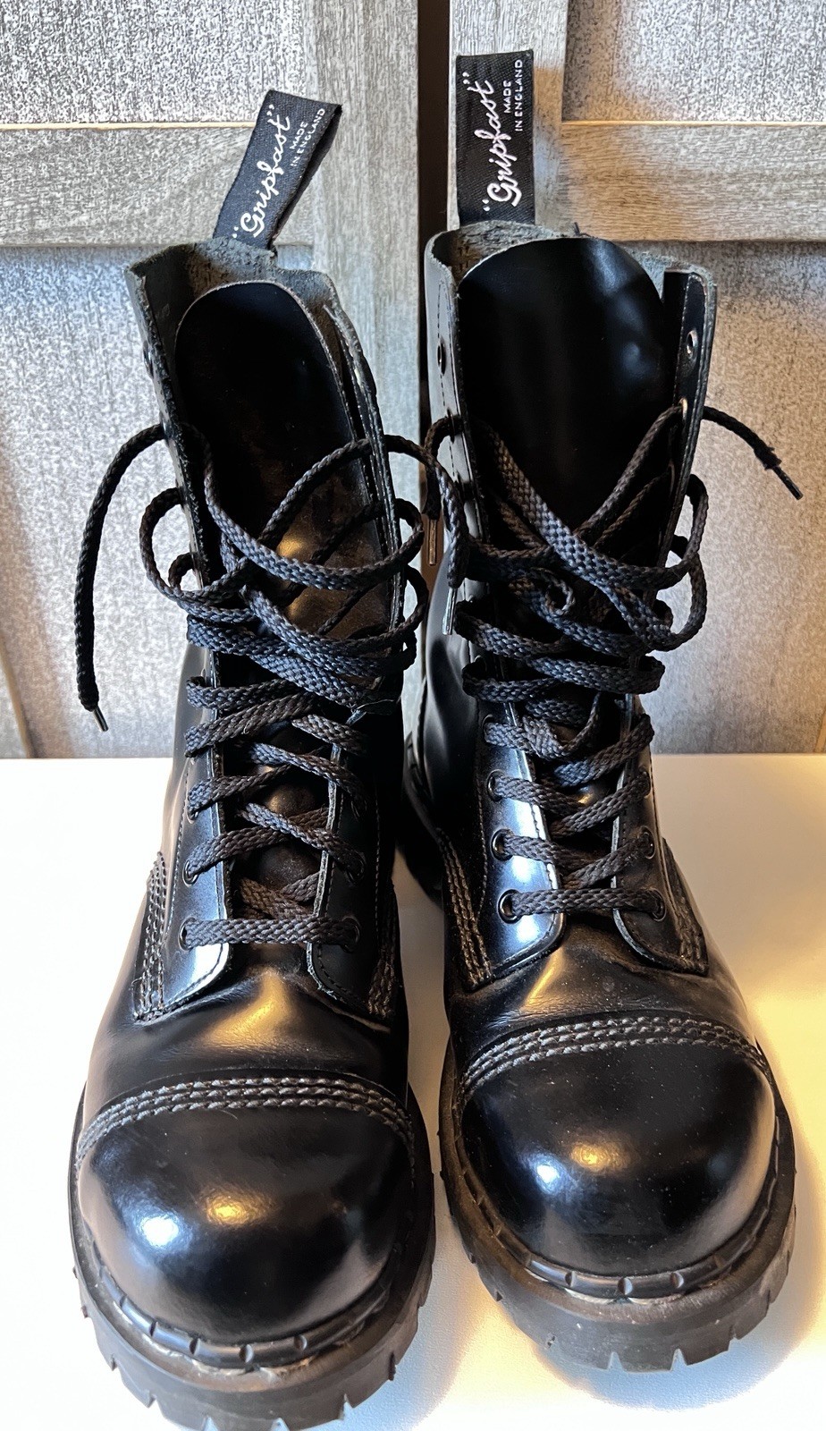 Gripfast Black Leather Lace-Up, Steel Toe Boots, size 35, UK Mens 6, Women 7-8