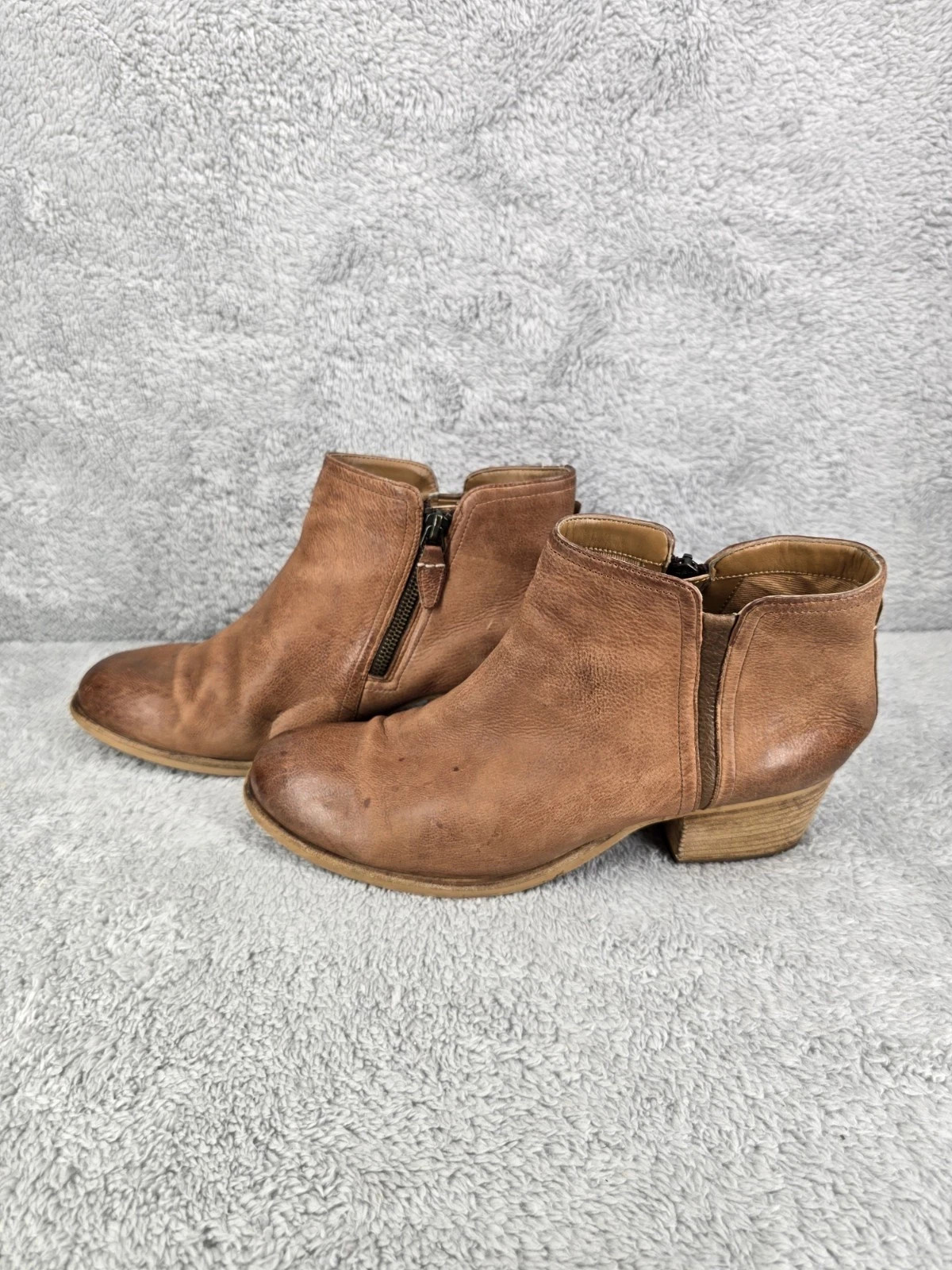 Clarks Maypearl Ramie Boot Women Size 9 Brown Leather Bootie Block Heel Comfy