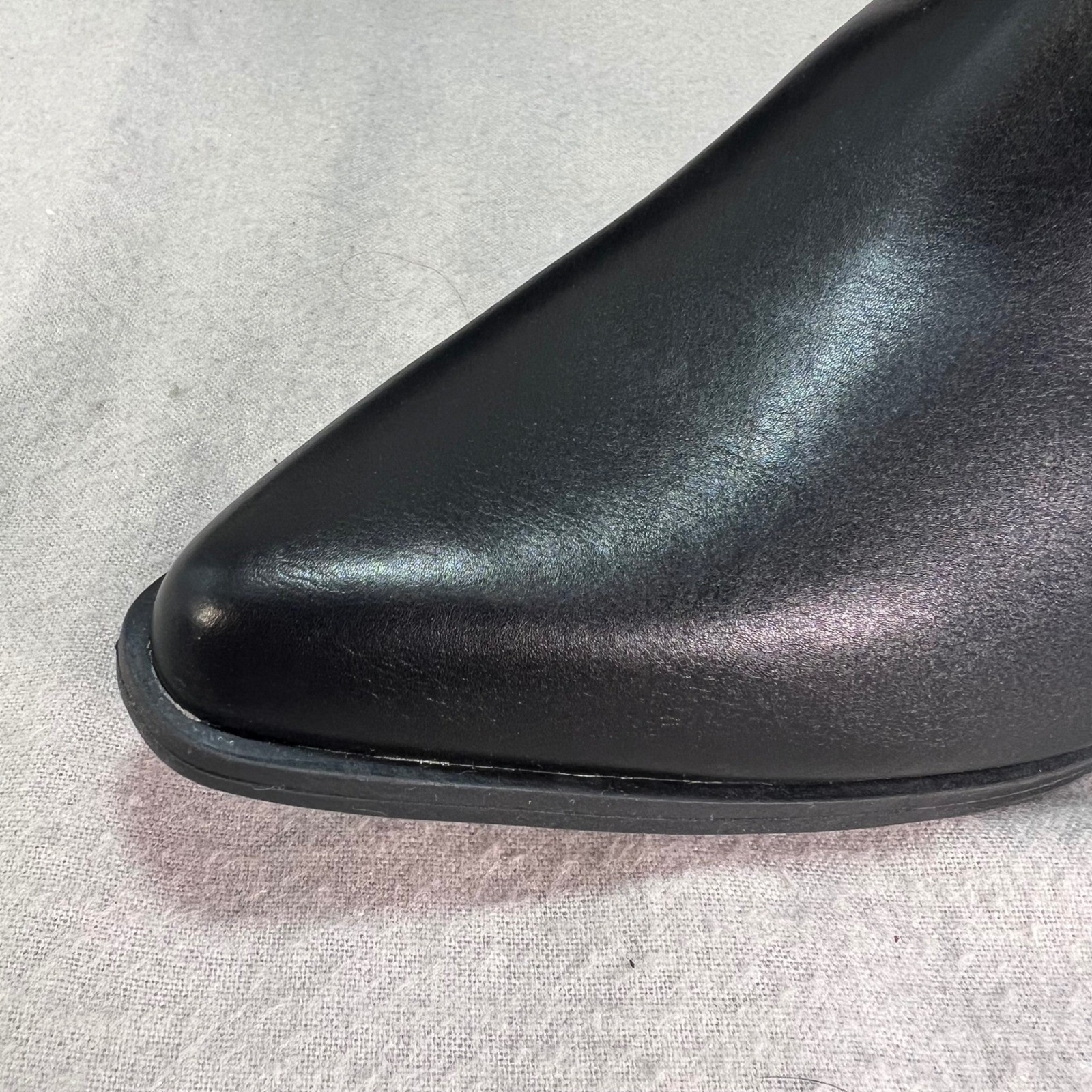 Black Pointed Toe Block Heel Ankle Booties Edgy Street Style Night Out 7.5