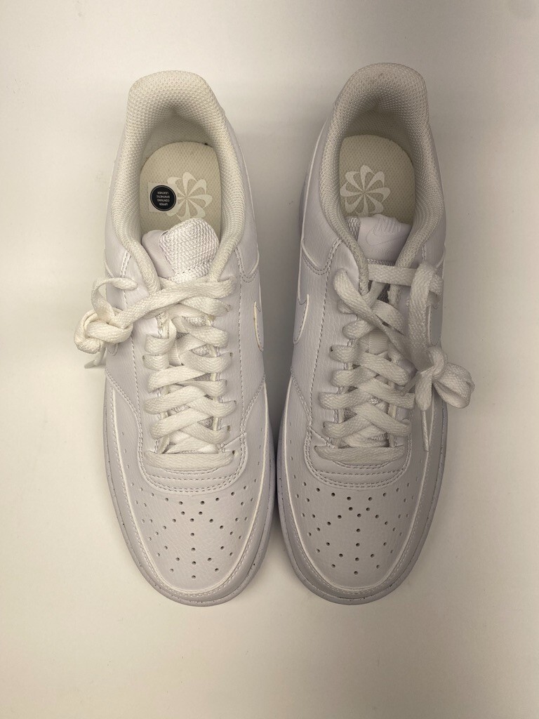 Nike Womens Court Vision Low NN Triple White Sneaker Sz 10
