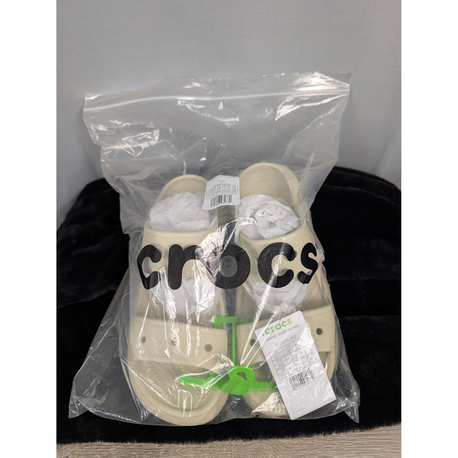Crocs Classic Crush Sandal Women SZ-11 Men SZ-9 Bone New Platform Slide