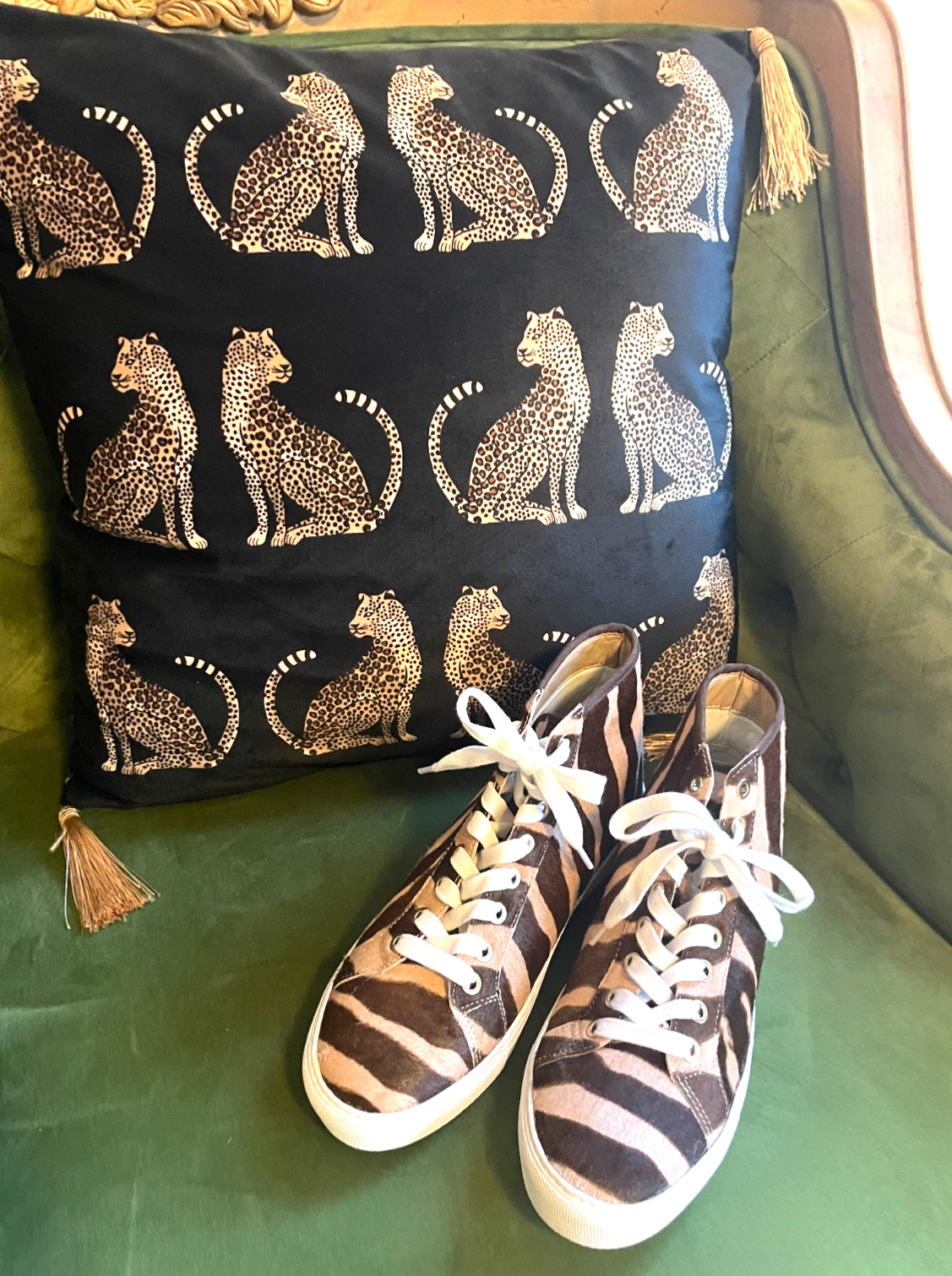 ANN TAYLOR REAL Calf Hair Fur ZEBRA LEOPARD HighTop SNEAKERS SZ 6.5 New w/o Box