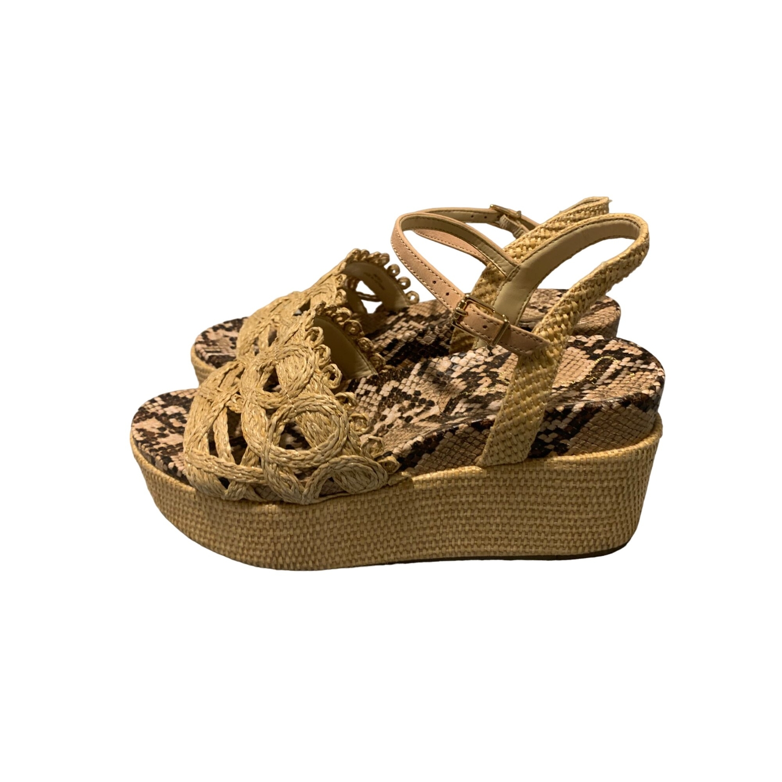 Jessica Simpson Womens Size 8 M Espadrille Platform Rattan Wicker Wedge 2.5 in H