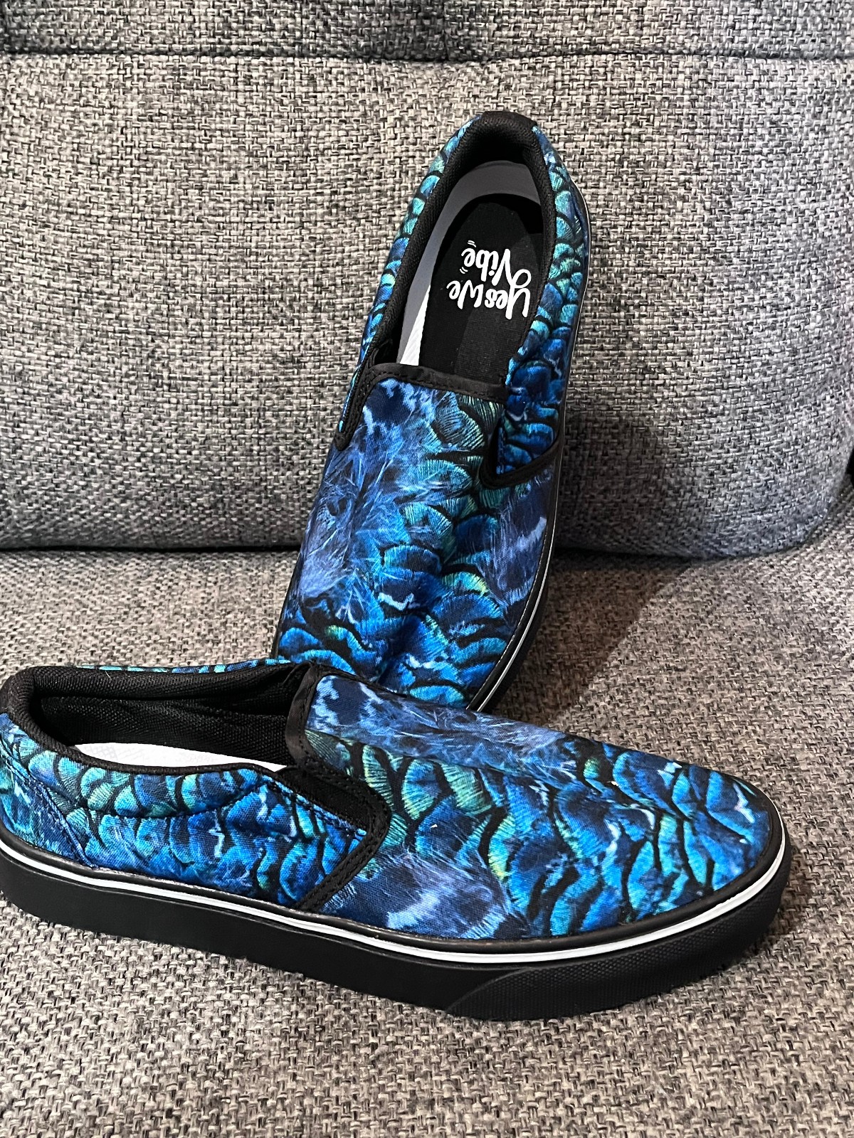 Yes We Vibe Blue Print Canvas Loafer Slip-on Shoes – Womens Size 9M Men’s 7M