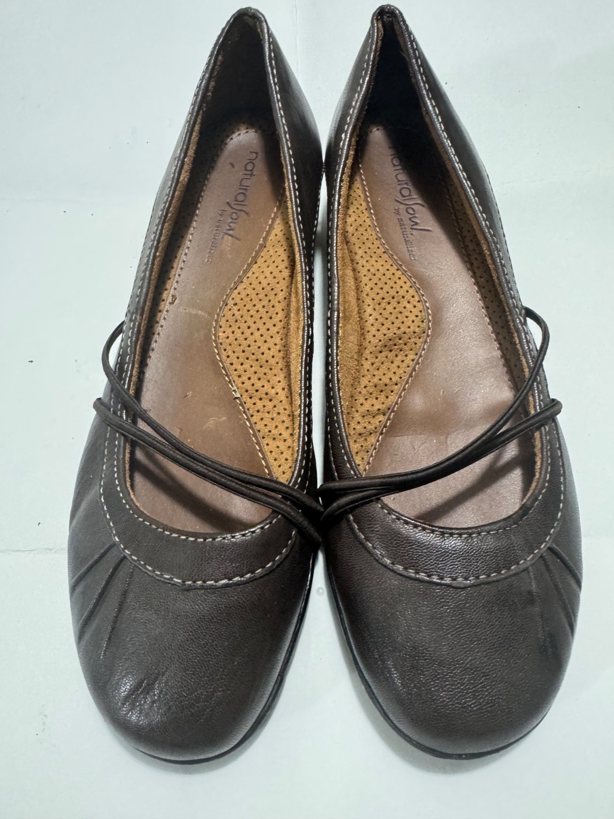 Natural Soul by Naturalizer Women’s Mary Jane Flats Brown Leather Size 7