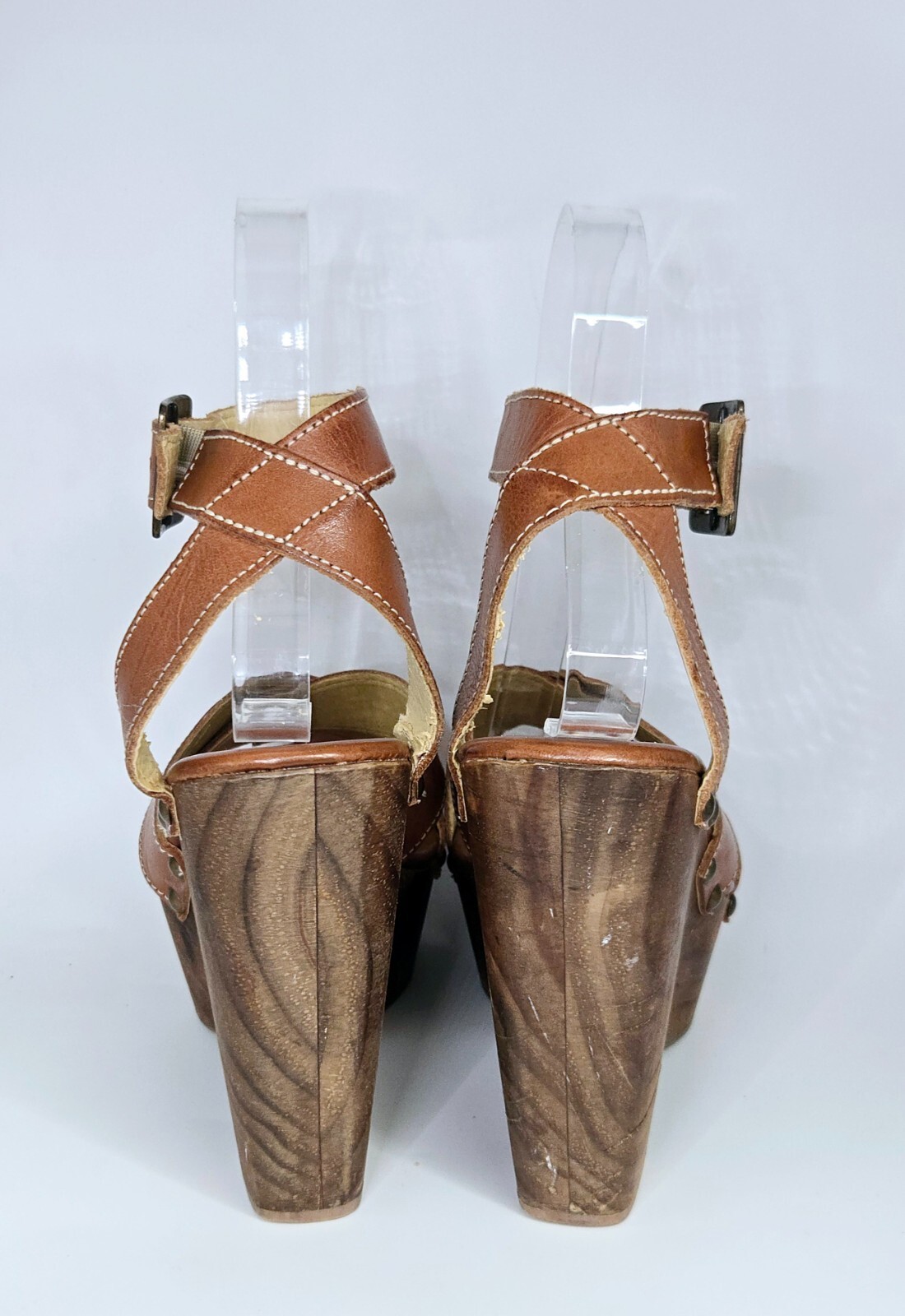 BED|STU Madeline Leather Wooden Platform Sandal – Cognac – Size 6.5 (RARE/EUC)