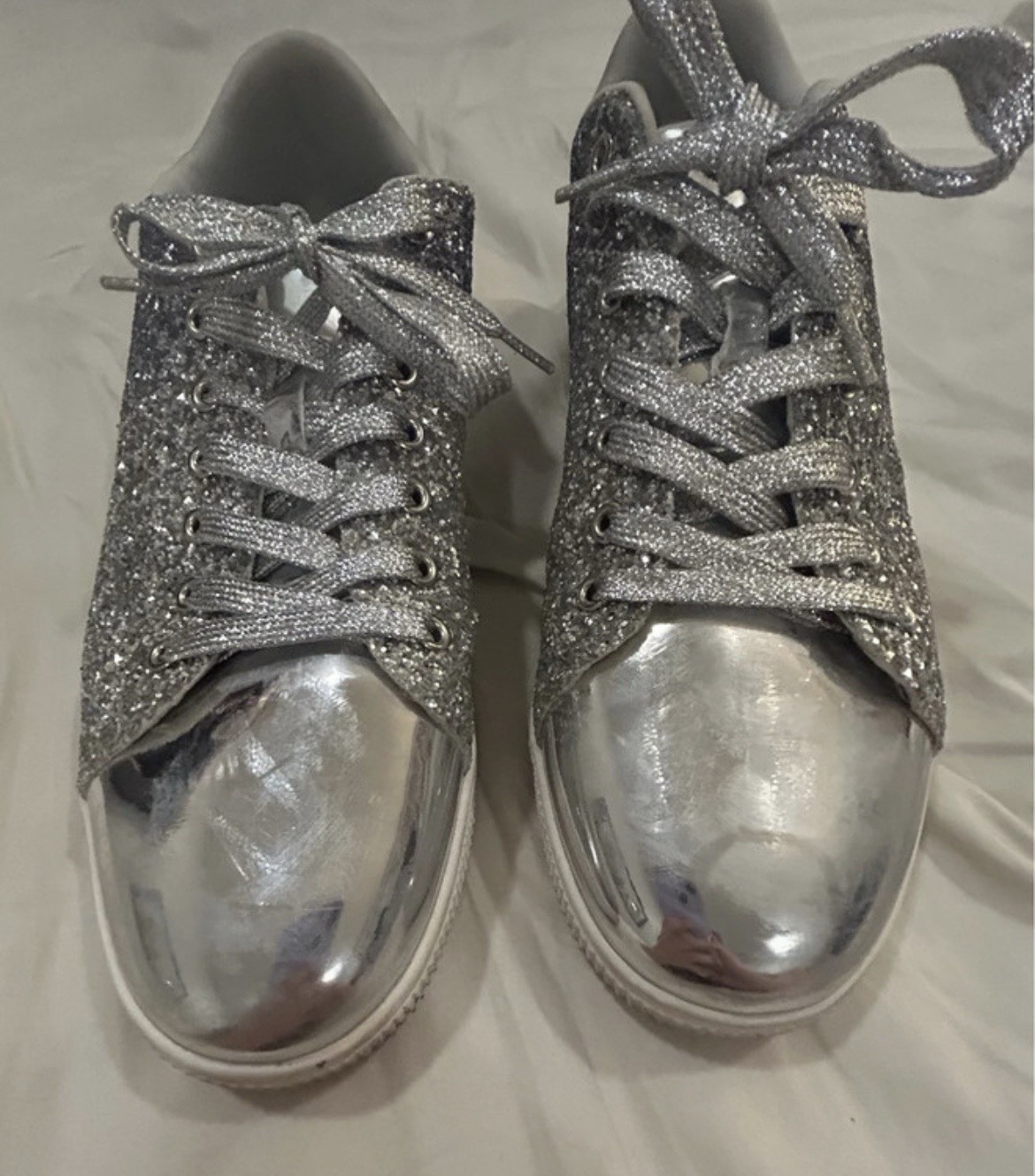 LUCKY STEP glitter Silver sneakers