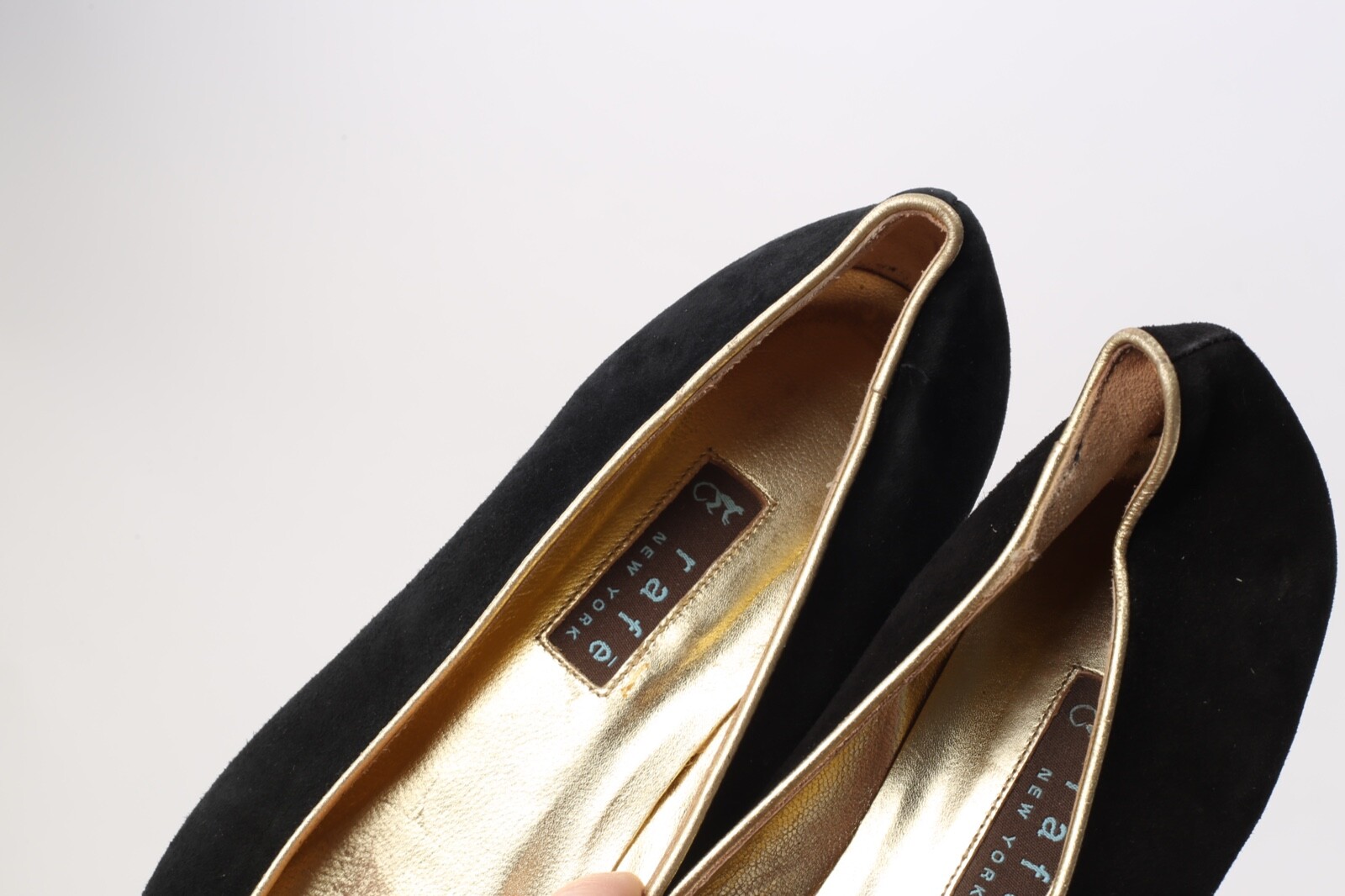 Vintage Rafe Brown Suede Beaded Rhinestone Pointed Toe Flats Boho Evening 38