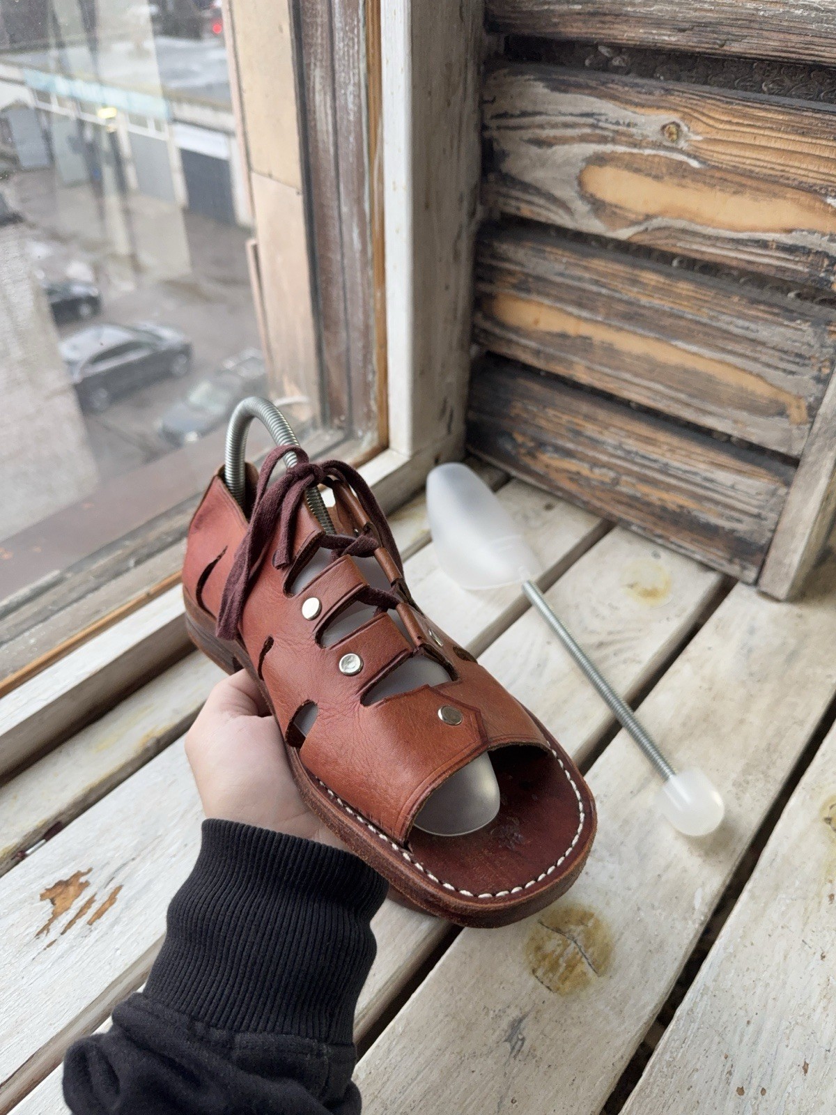 90s Sie Wie Bie Bali Handmade Leather Sandals Brown Vintage EU44 US10 UK9,5 Sz