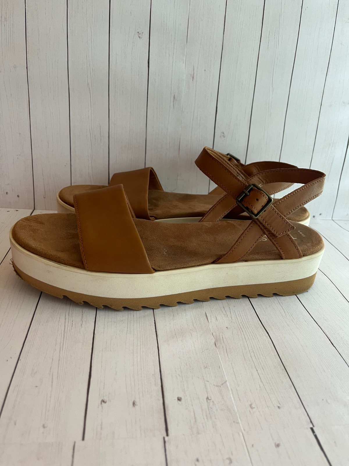 Tom’s Diana Wedge Sandal in Brown Leather Suede and Custom CloudBond Foam Insole
