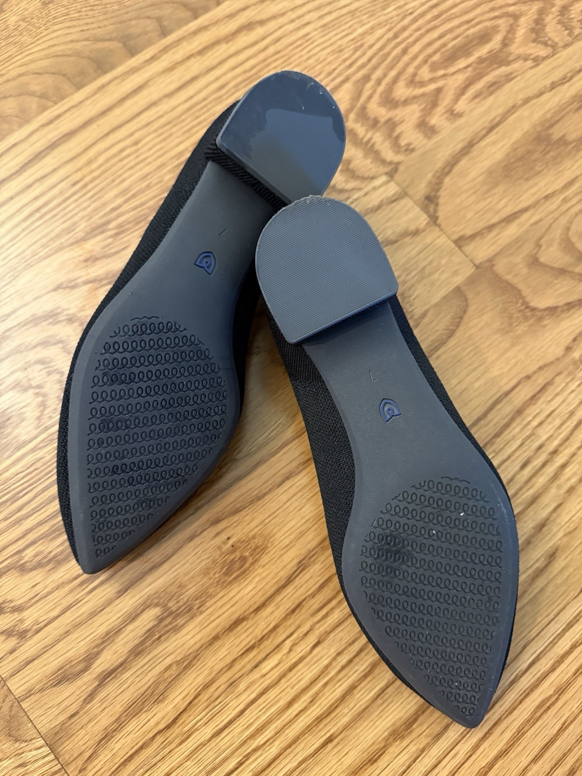 Rothy’s Point Toe Low Heels, Black, Size 7