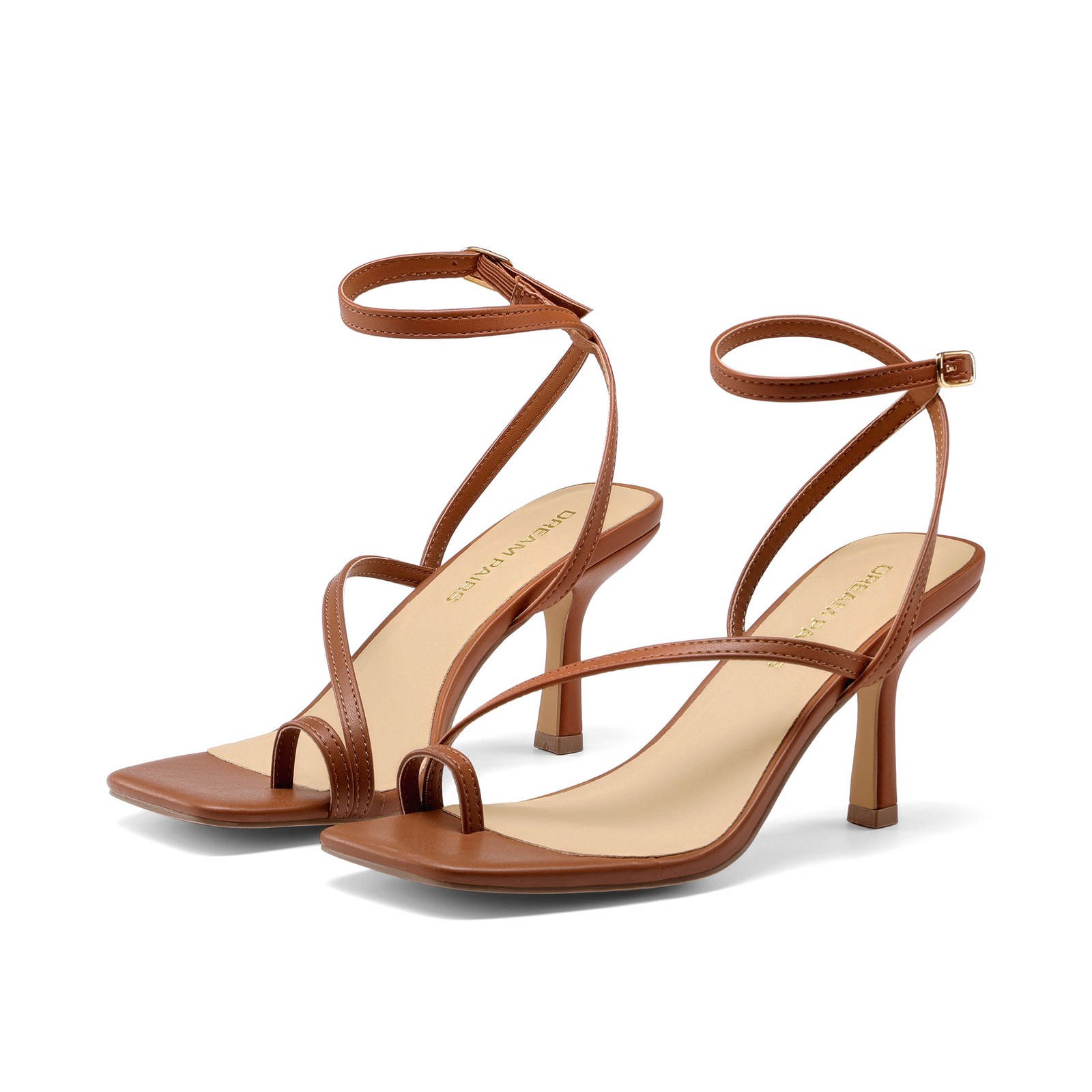 Women’s Kitten Heels with Square Toe Comfortable Ankle Strappy Fashion Sandals