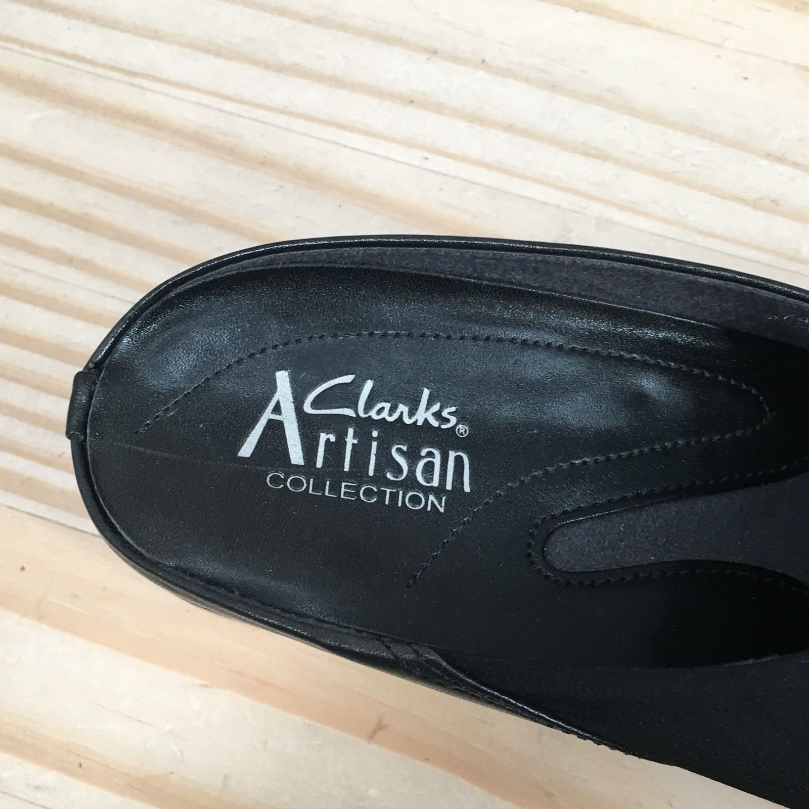 Clarks Artisan Tyler Mule Clog Womens 7.5M Black Leather Comfort Wedge NEW