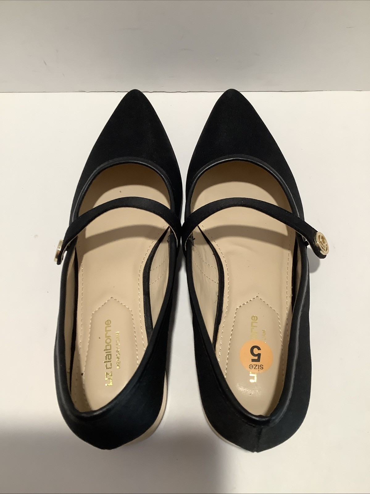 Liz Claiborne Santry Womens Sz. 5M Pointed Toe Textile Mary Jane Low Heel, Exc
