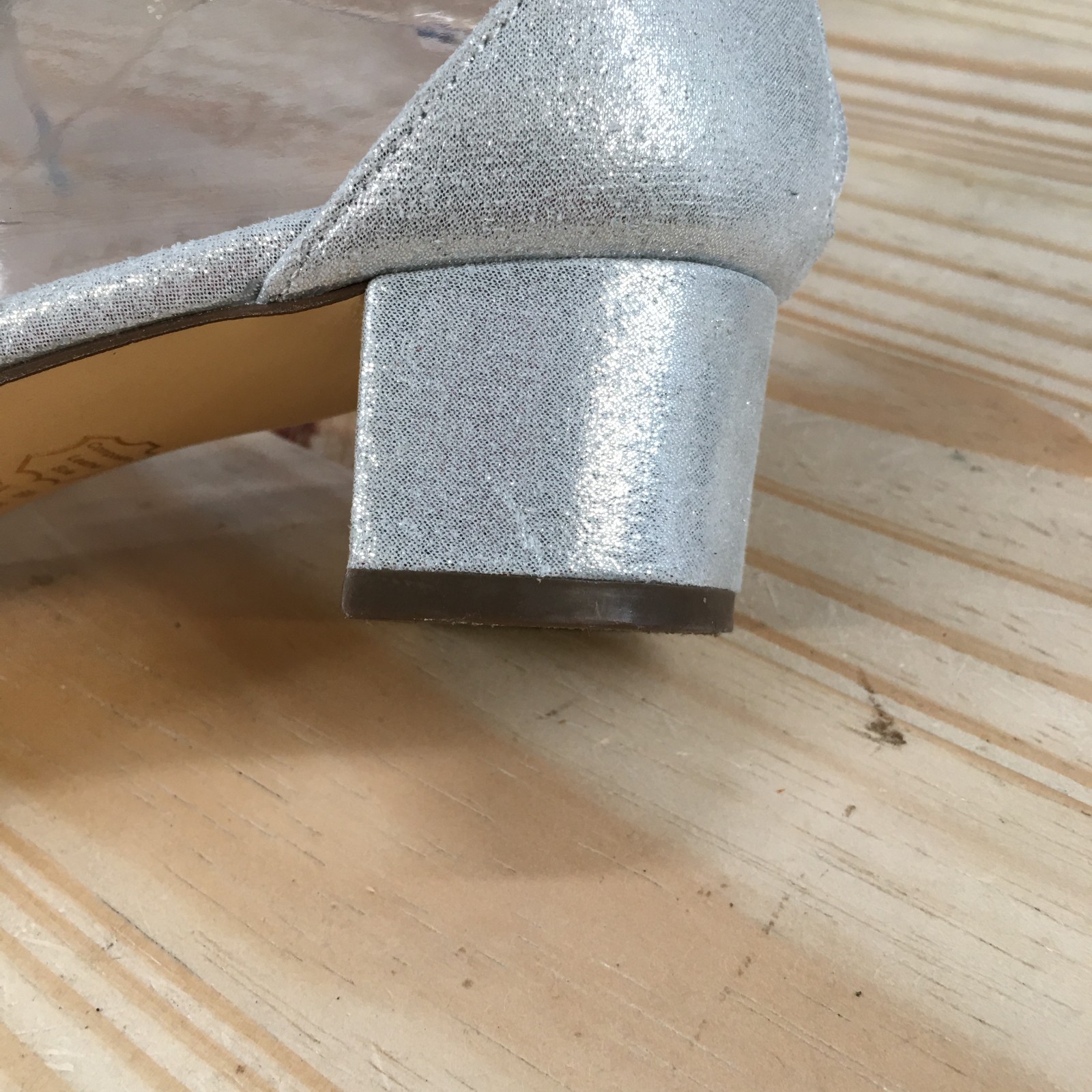 Nina Sandals Womens 6 M Ankle Strap Back Zip Casual Comfort Block Heels Silver