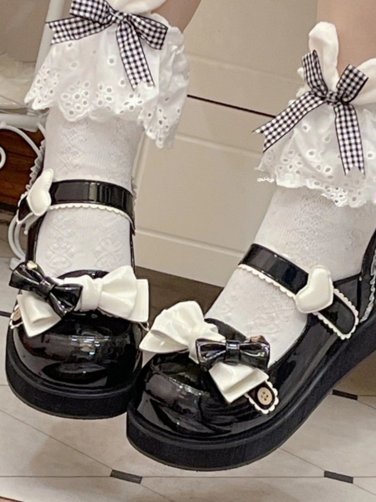 Japanese women Lolita Sweet Bow Kawaii Mary Janes Shoes JK Round Toe Shoes