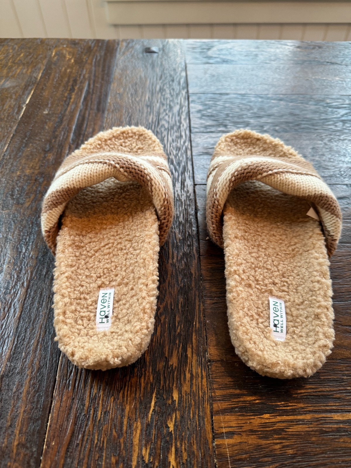 Haven Well Within Twisted Sweaterknit Slides Womens 10 Ivory Cashmere Blend NWOB