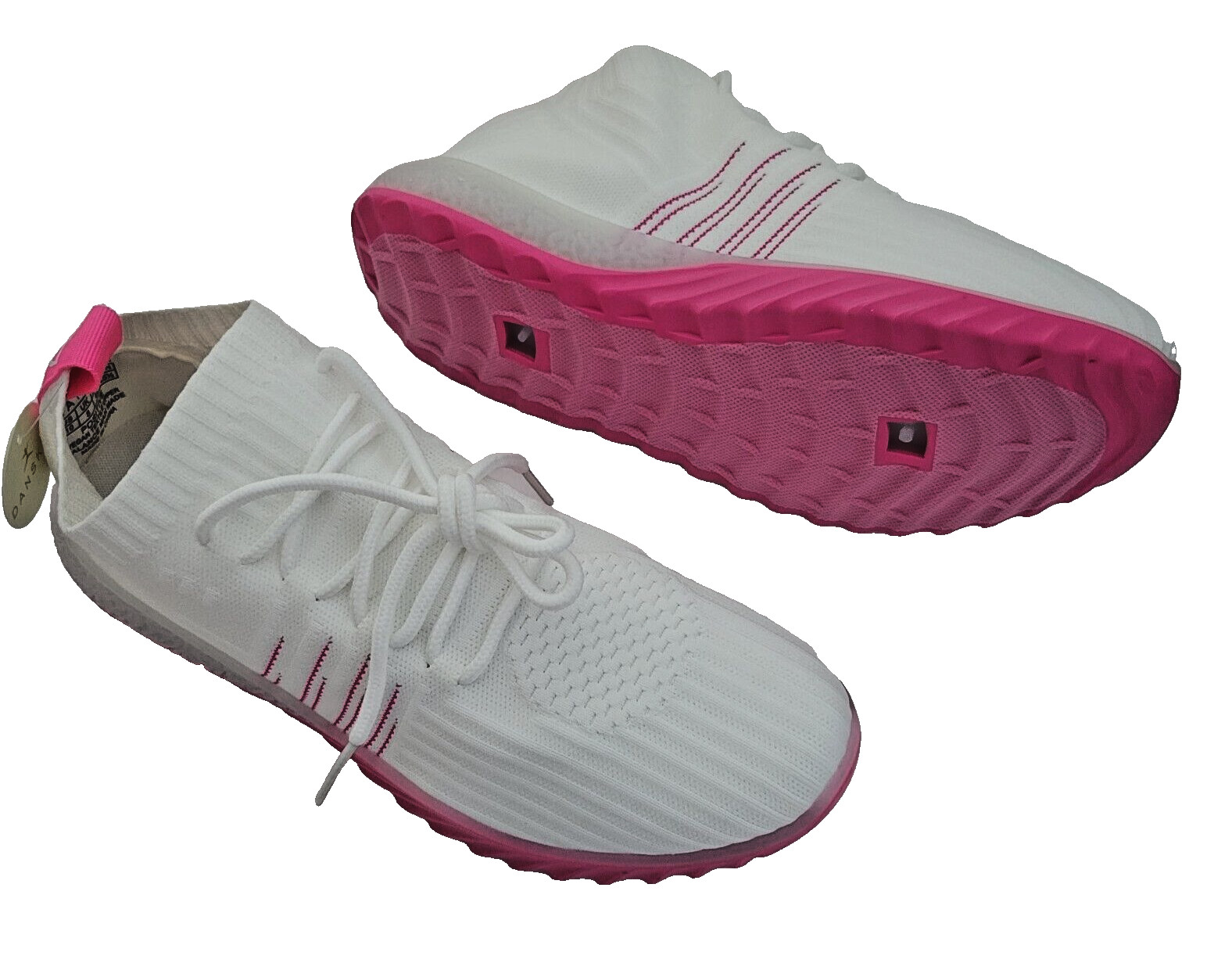 Danskin Positive Sneakers Women Knit Shoes White / Hot Pink Vegan Upper Size 10