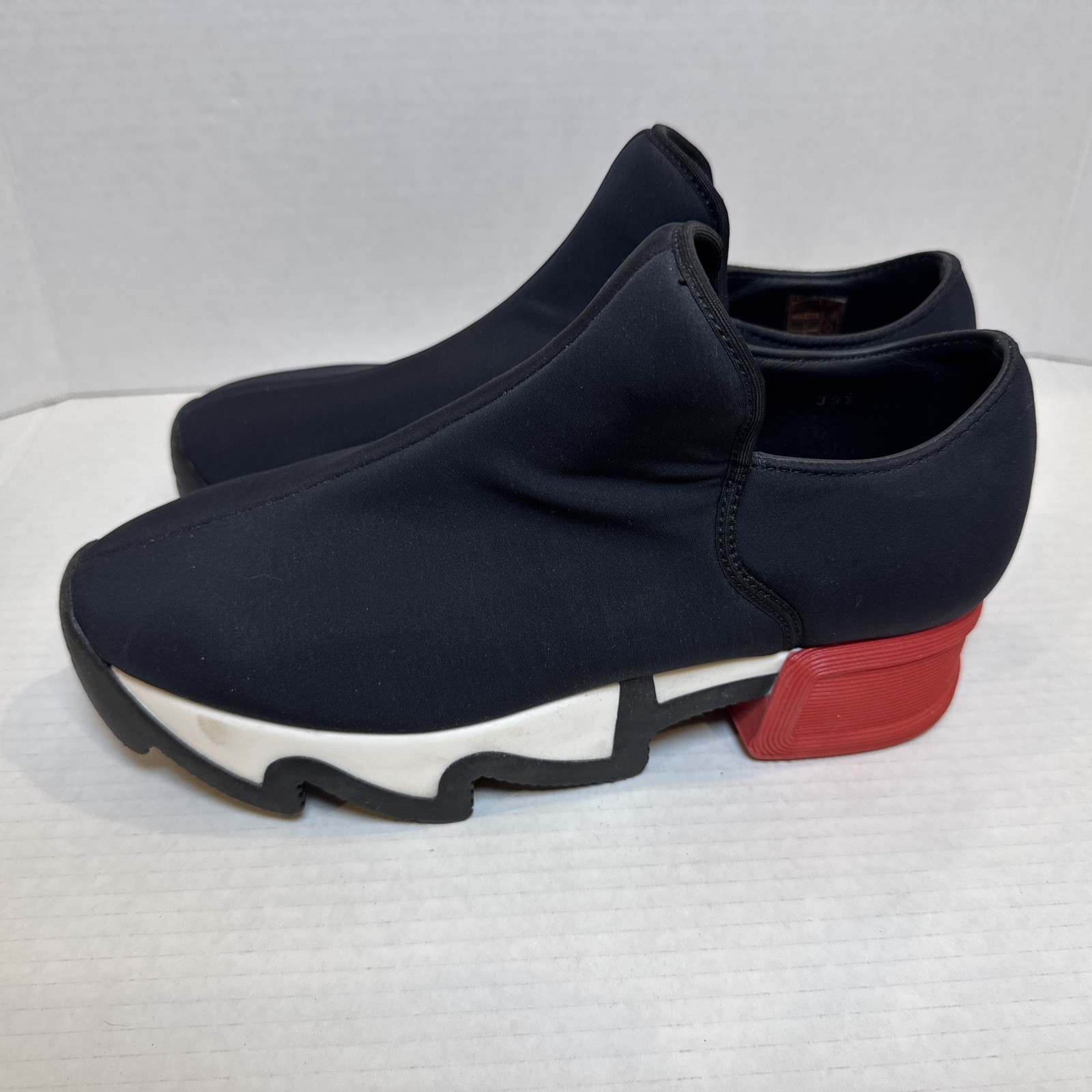 IRi NYC Black Red Heel Neoprene Sneaker Platform Futuristic SZ 39.5 (9.5 US)
