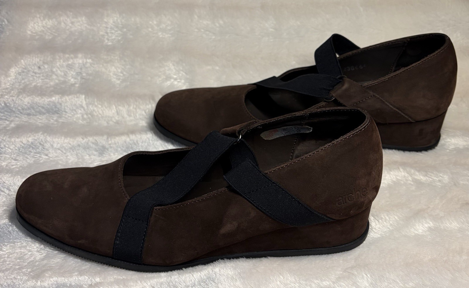 Arche LN Brown Suede Wedge Heels, Latex Size 38, US Size 7.5 Made In France Used