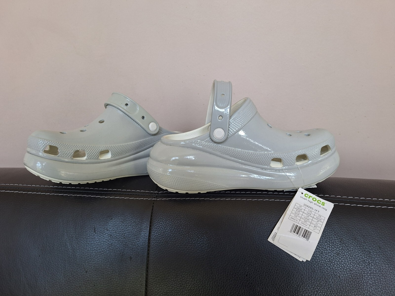 Crocs Crush High Shine Gray Clogs Women 8 Men 6 Comfort Platform NEW