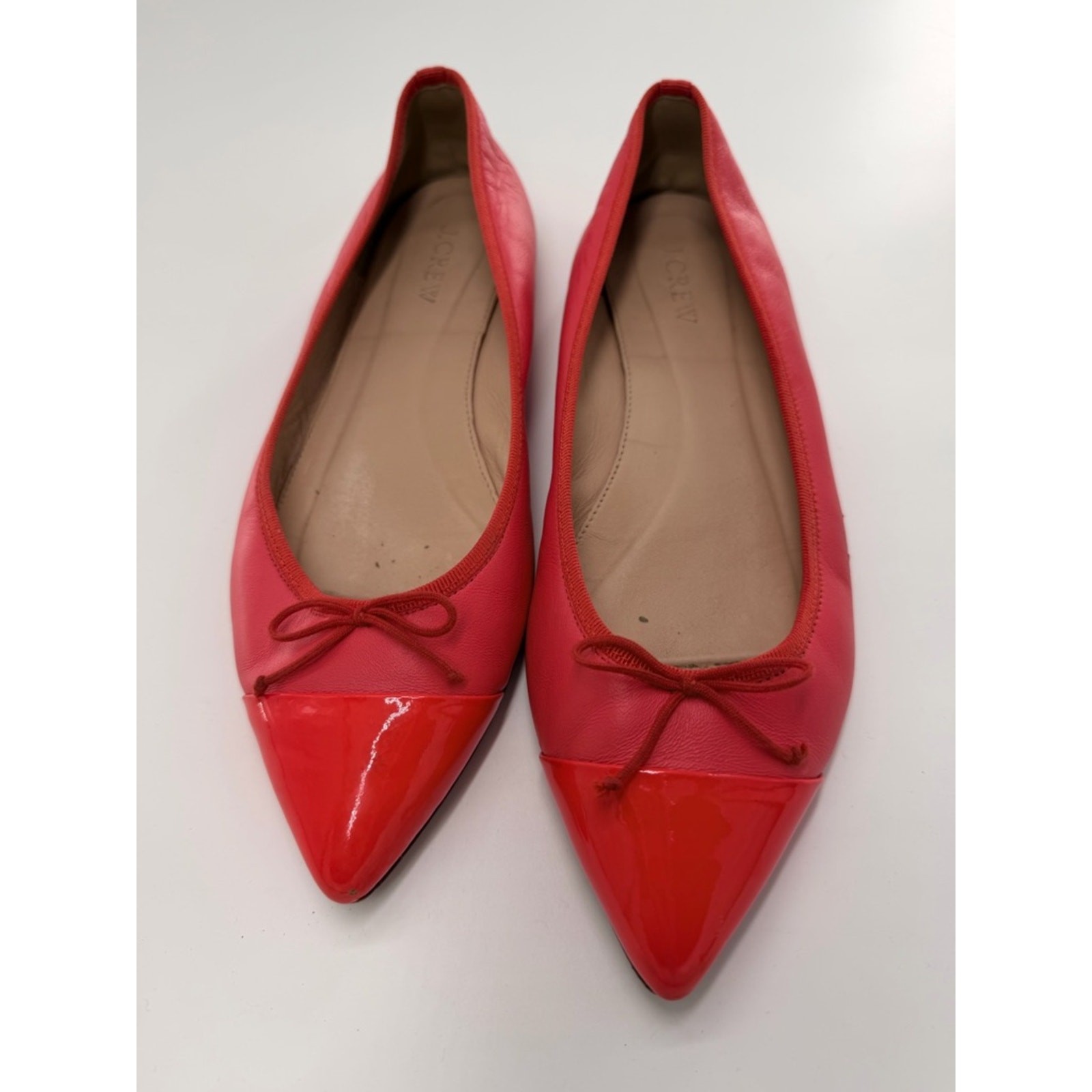 J. Crew Red Orange Ballet Slipper Pointed Toe Flats Shoes Women’s Leather 8.5