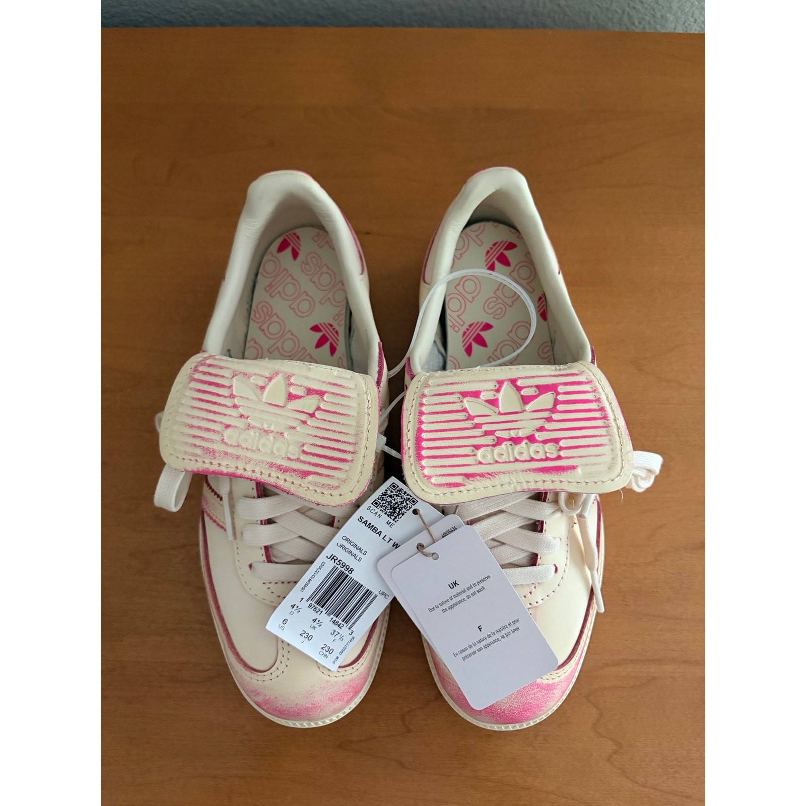 Adidas Samba LT Distressed Pack Cream/Shock Pink Womens 6 JR5998