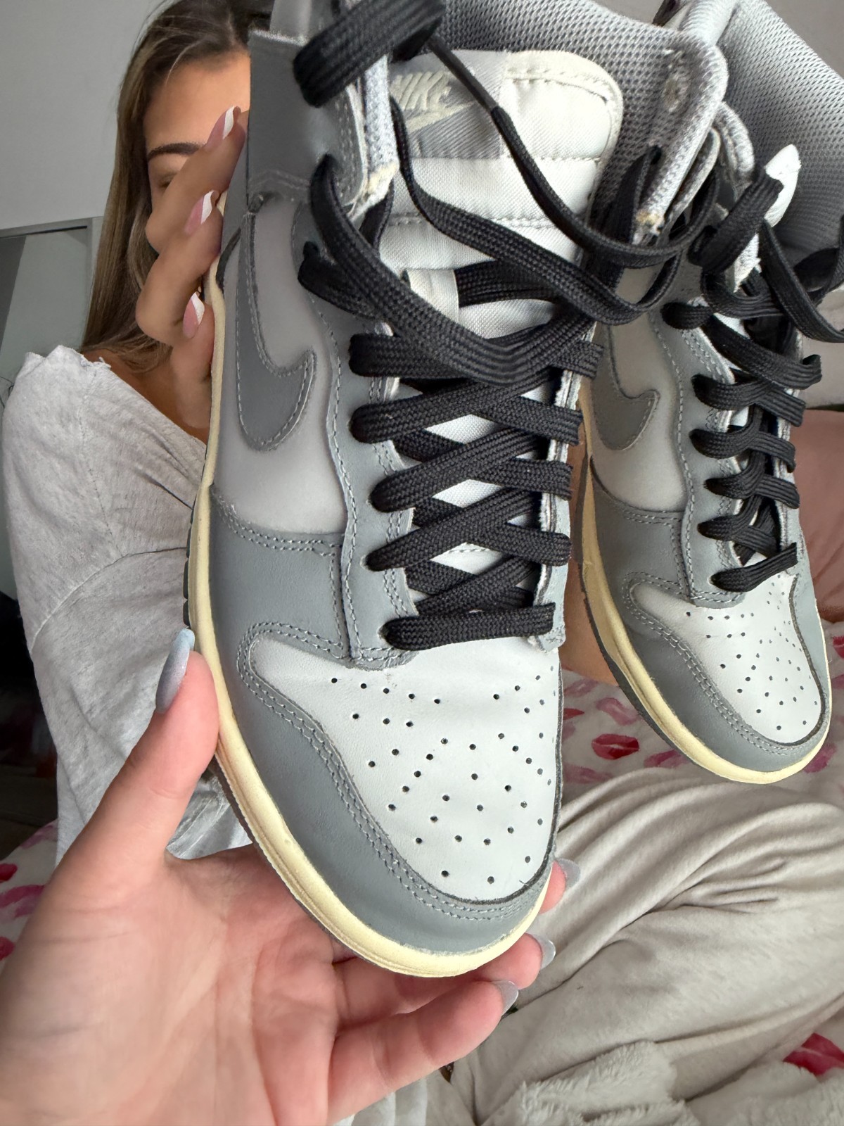 Nike Dunk High Aged Grey Grey Fog Sail Women’s Sneakers Size 6 DD1869-001