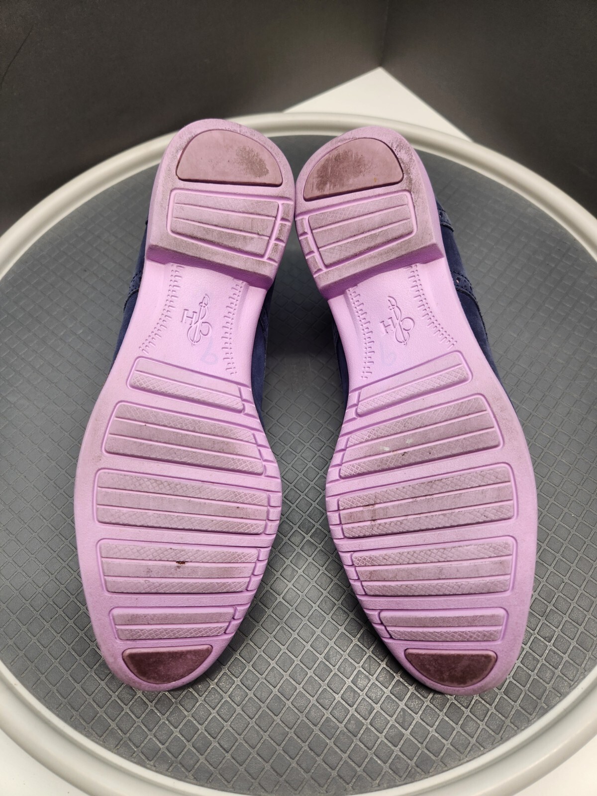 Cole Haan Womens Alisa Wingtip Oxford Shoes Size 6.5 B Nubuck Navy Blue Lavender