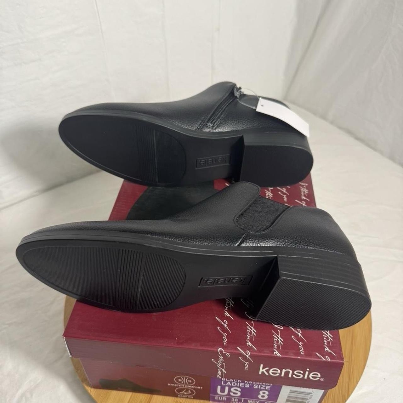 Kensie Sammy Women’s Size 8 Black Ankle Booties Stretch Comfort Zip NEW